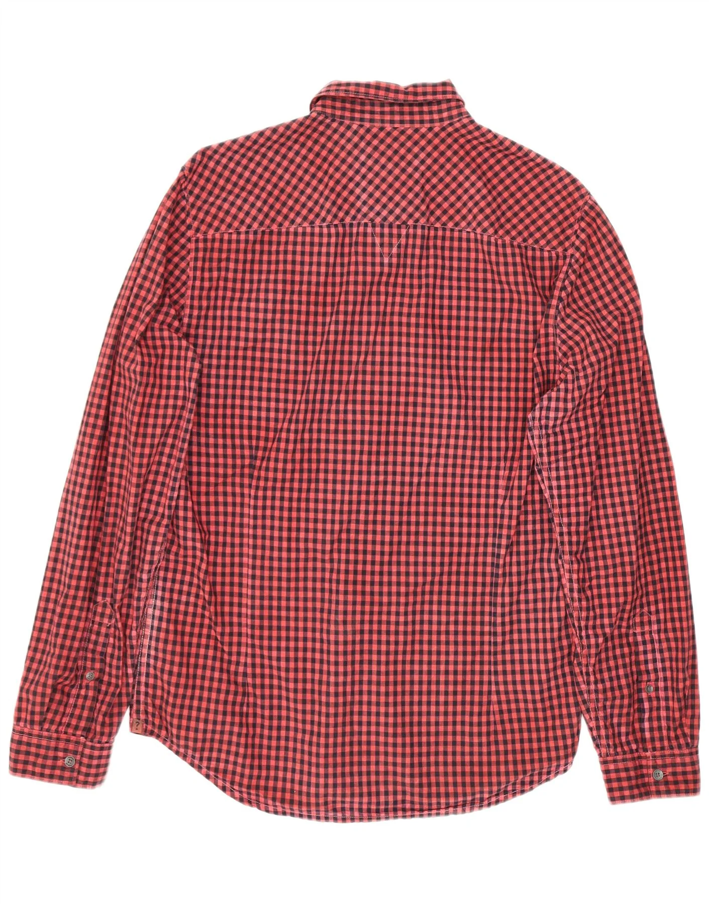 Guess Mens Slim Fit Shirt Medium Red Gingham Cotton - Image 2