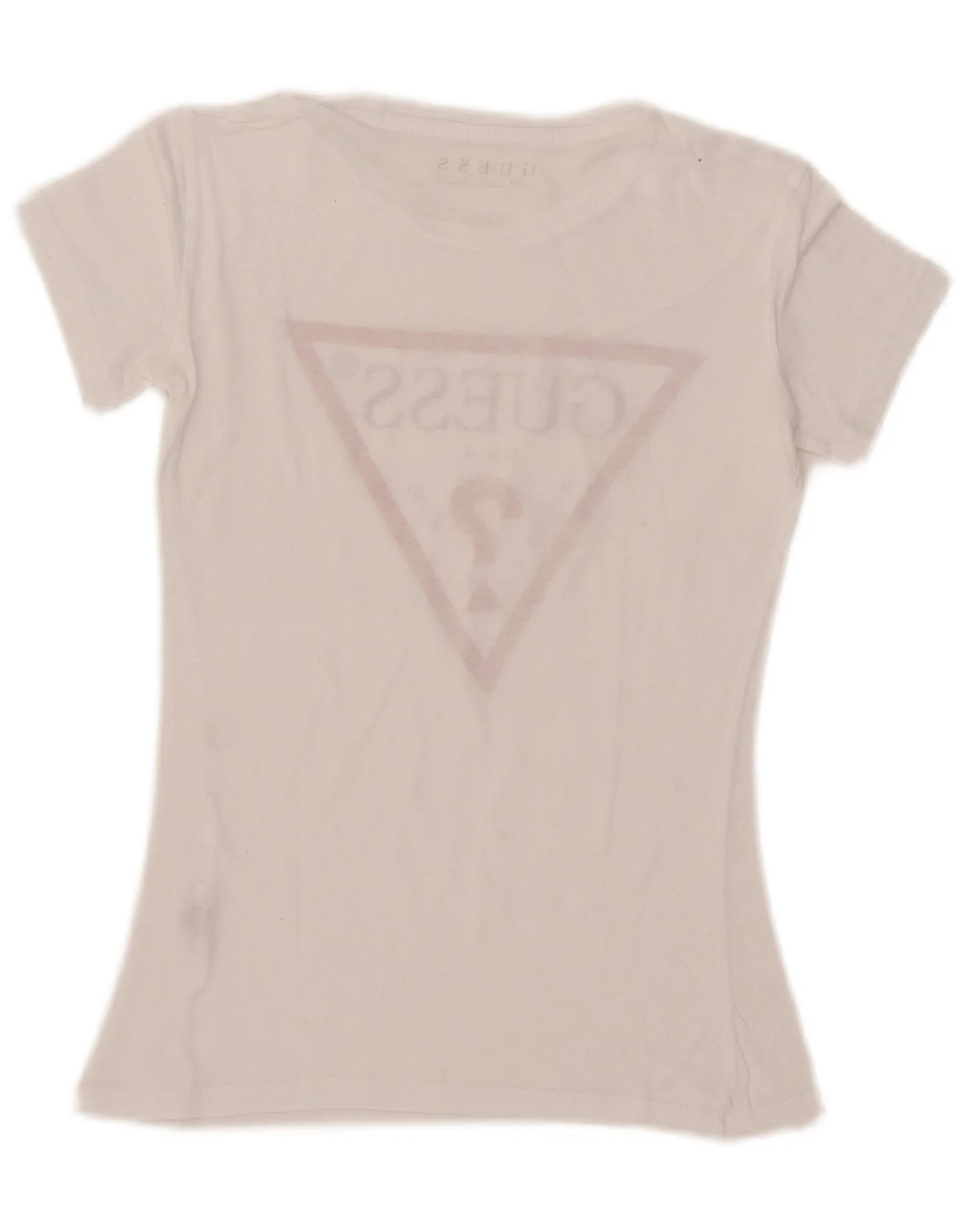 Guess Womens Crop Graphic T-Shirt Top UK 6 XS White - Image 2