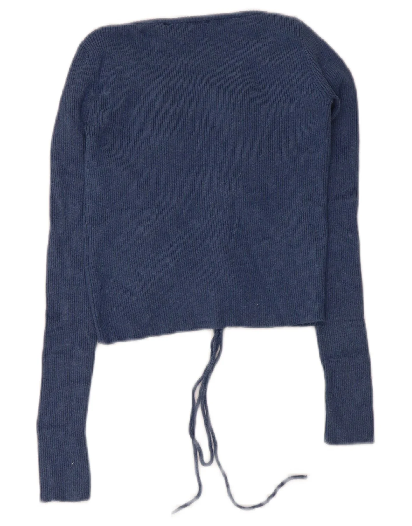 Guess Womens Crop Top Long Sleeve UK 4 XS Navy Blue Polyamide - Image 2