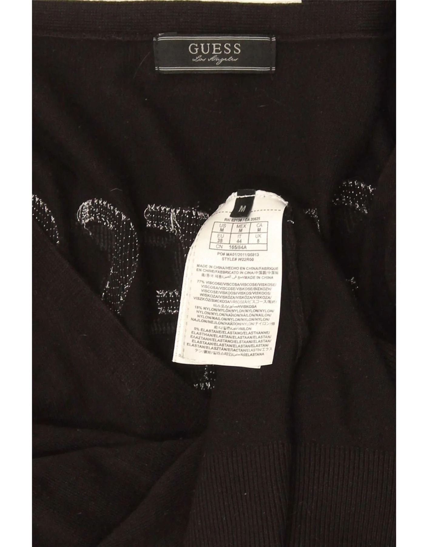 Guess Womens Graphic Cardigan Sweater UK 8 Small Black Viscose - Image 3