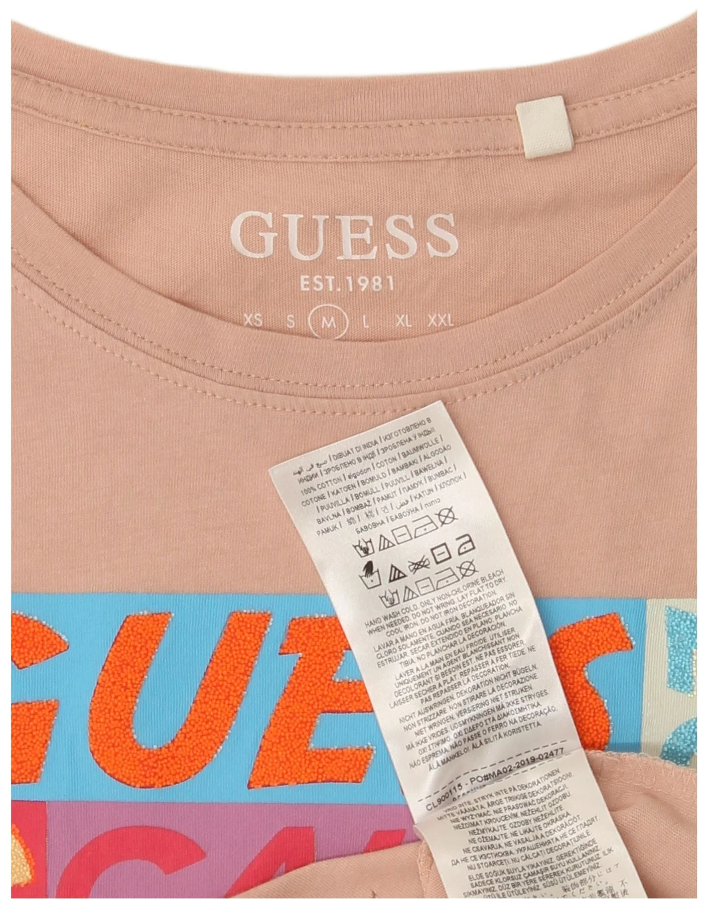 Guess Womens Graphic T-Shirt Top UK 12 Medium Pink Cotton - Image 4