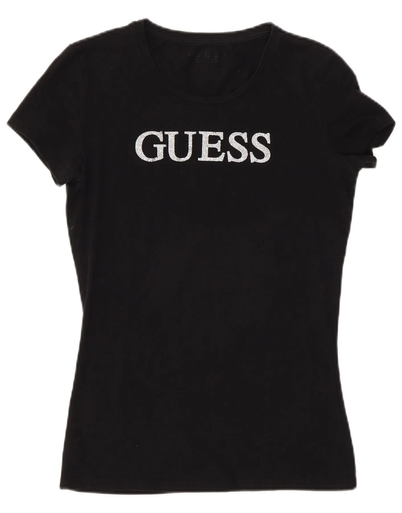Guess Womens Graphic T-Shirt Top UK 6 XS Black Cotton