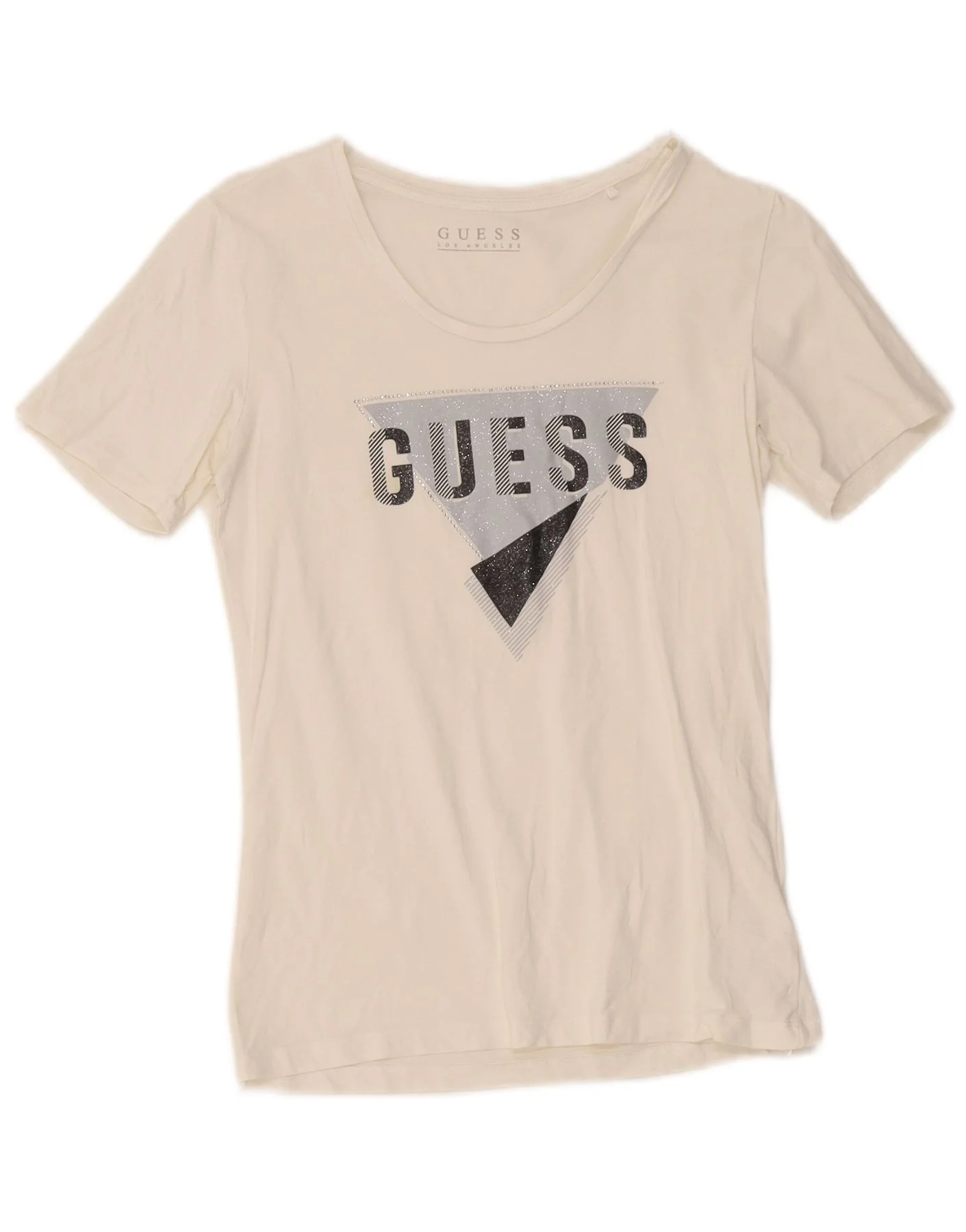 Guess Womens Graphic T-Shirt Top UK 8 Small White Cotton