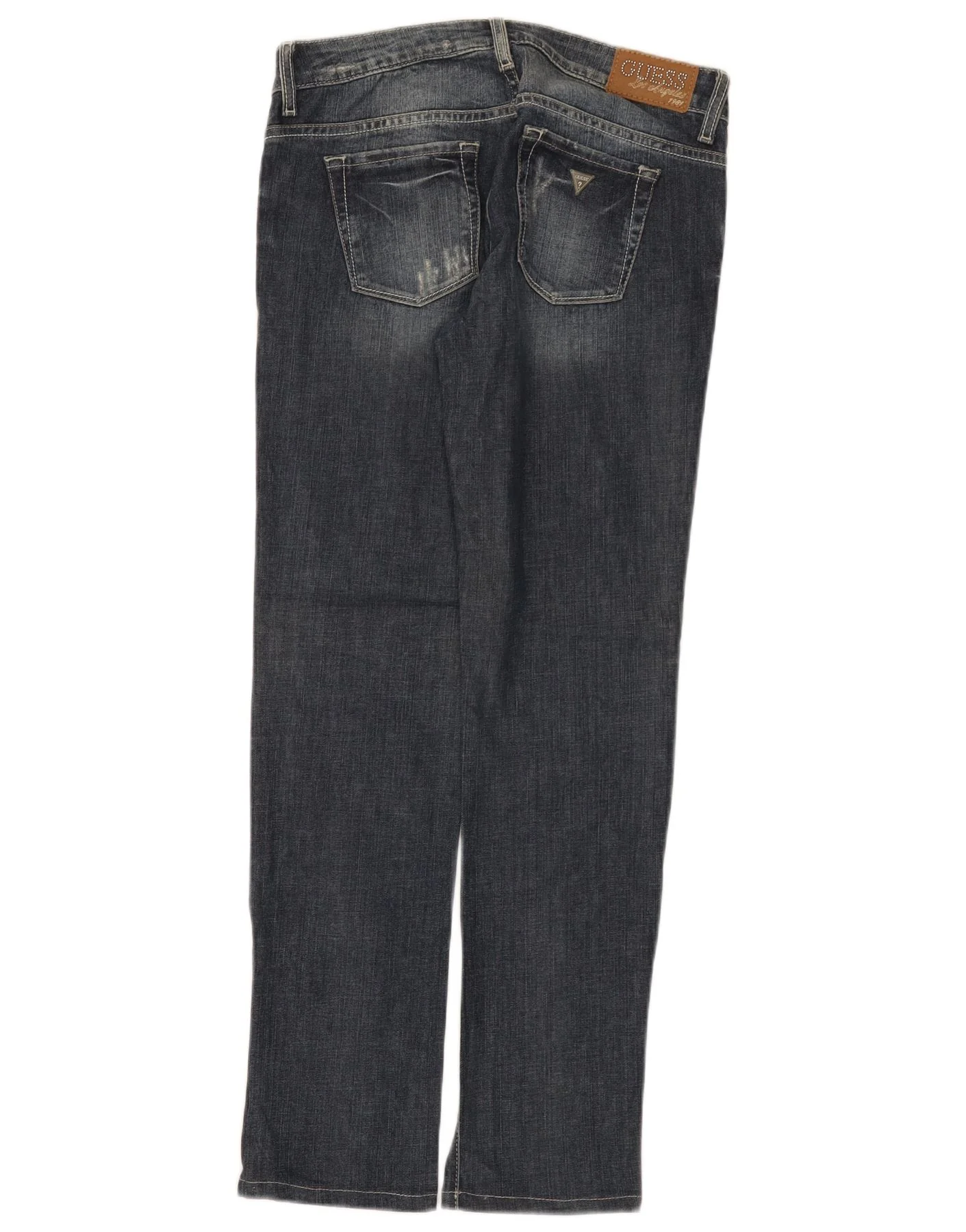 Guess Womens Low Waist Distressed Slim Jeans W28 L30 Blue Cotton - Image 2