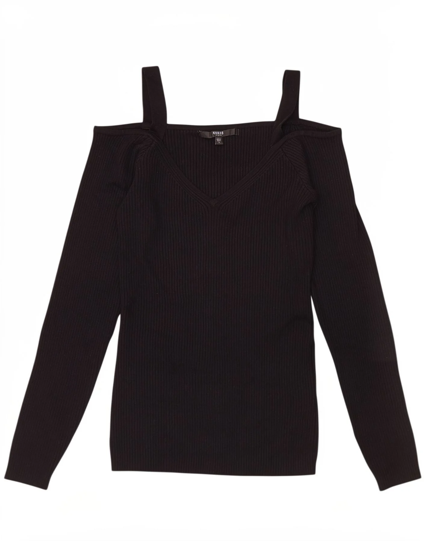 Guess Womens Off Shoulder Top UK 12 Medium Black Rayon