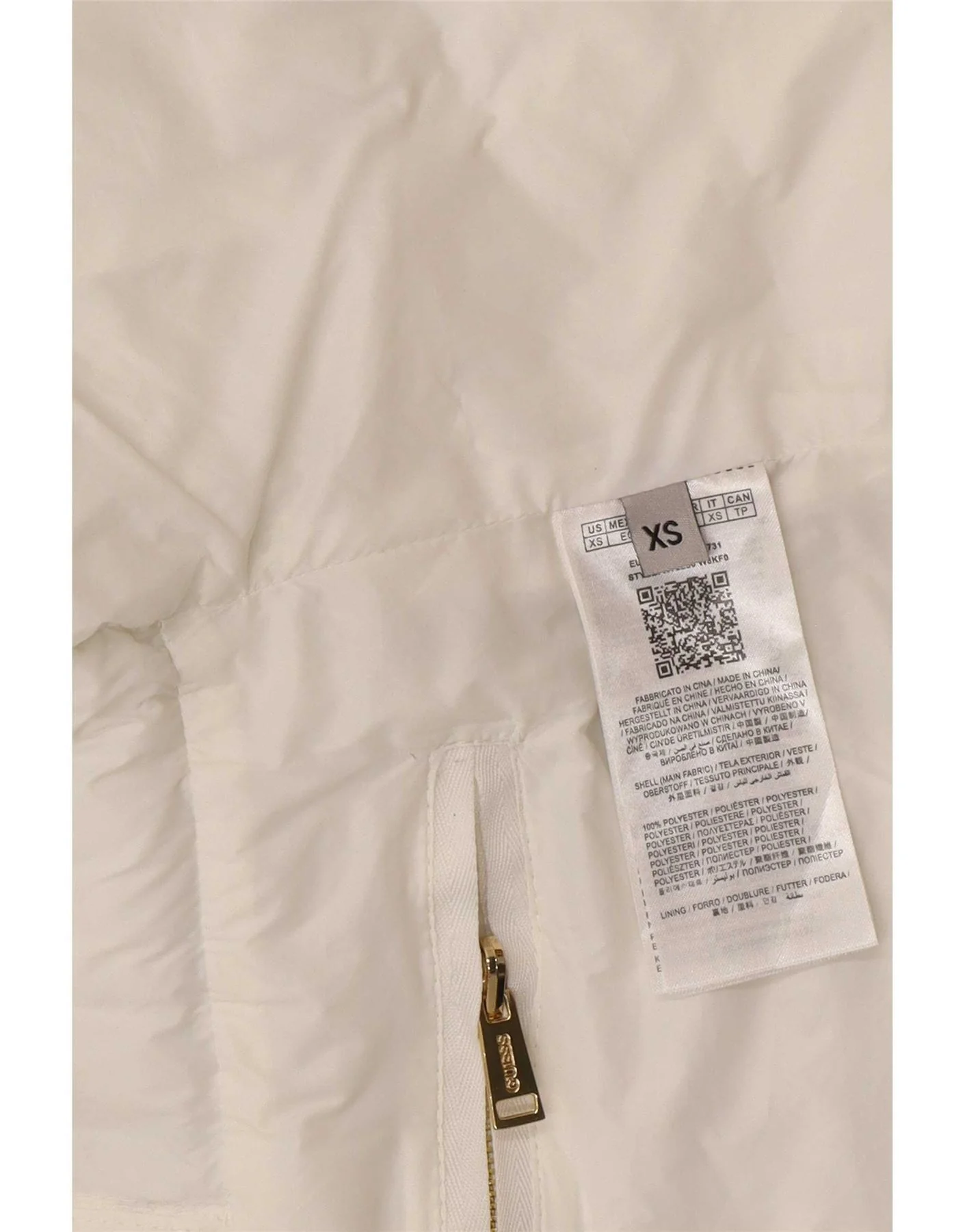 Guess Womens Padded Jacket UK 6 XS White Spotted Polyester - Image 5