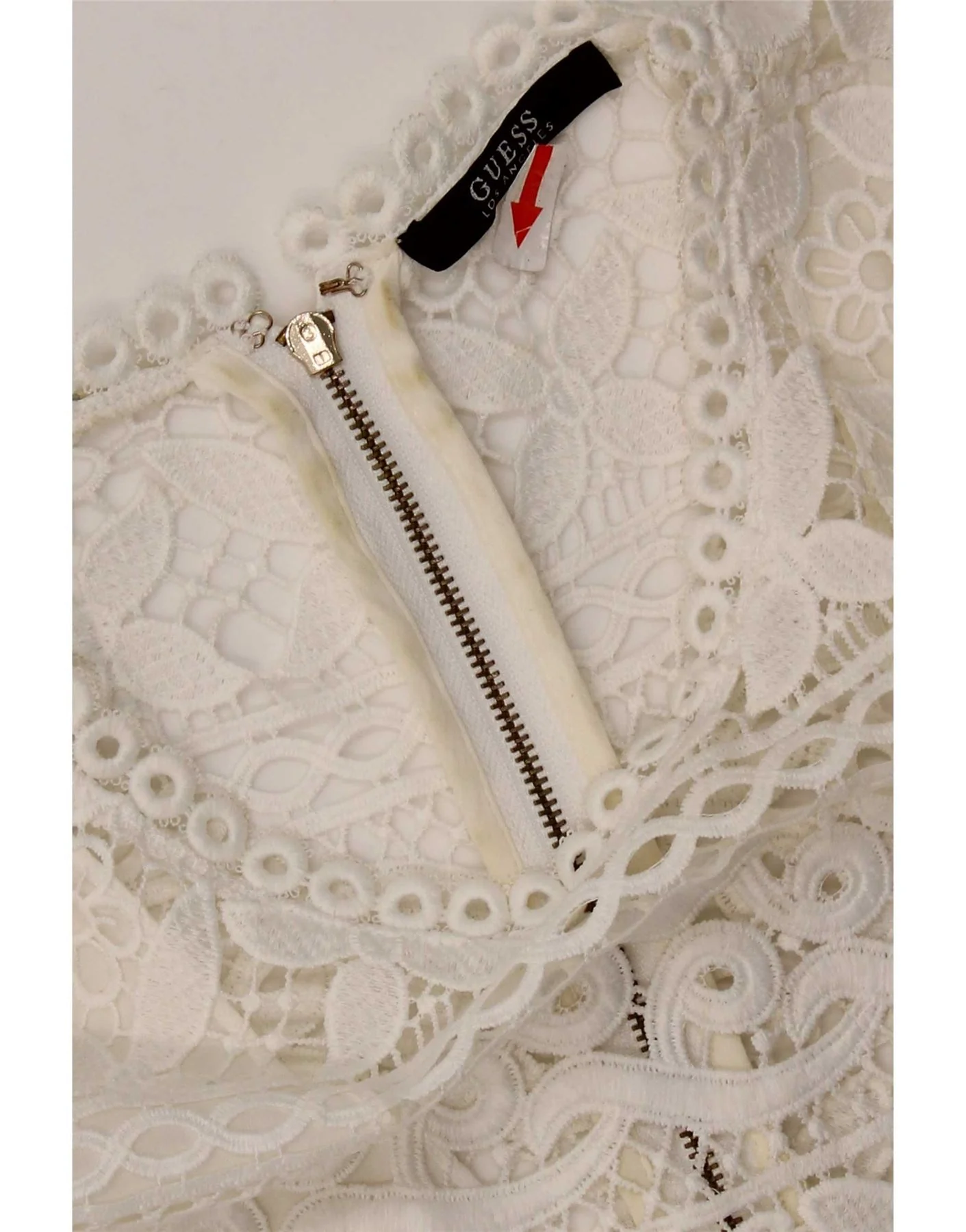 Guess Womens Sleeveless Lace Tiered Dress UK 12 Medium White Polyester - Image 3