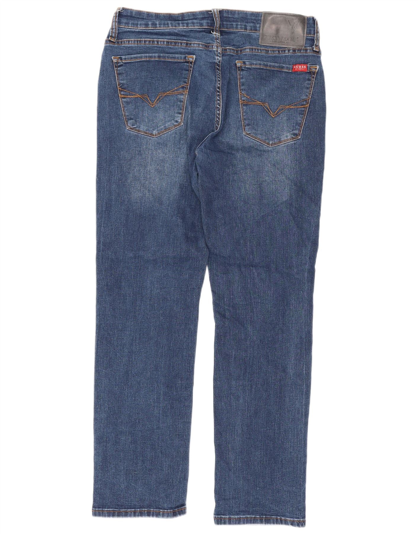 Guess Womens Straight Slim Jeans W30 L28 Blue Cotton - Image 2