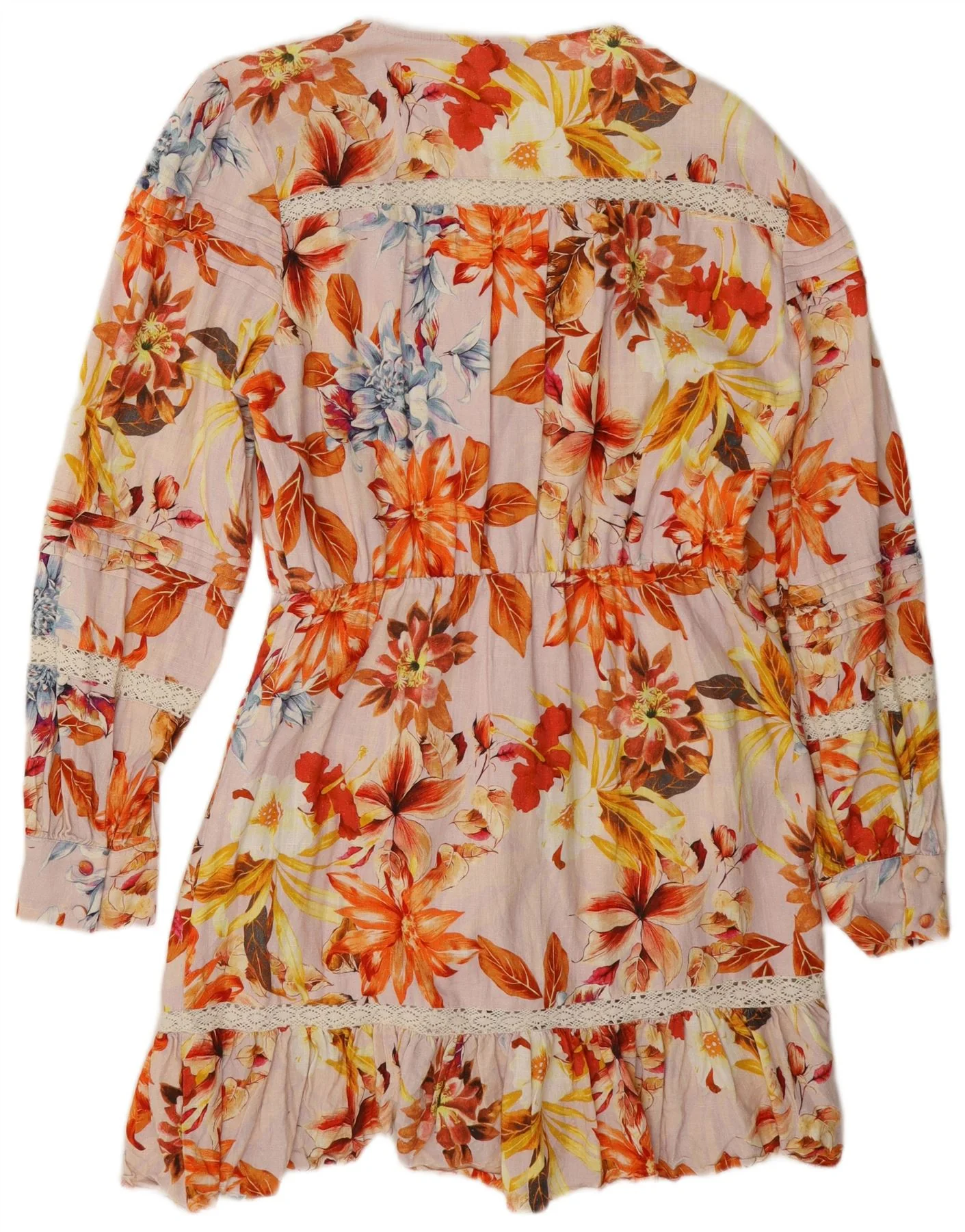 Guess Womens Tiered Dress UK 12 Medium Multicoloured Floral Viscose - Image 2