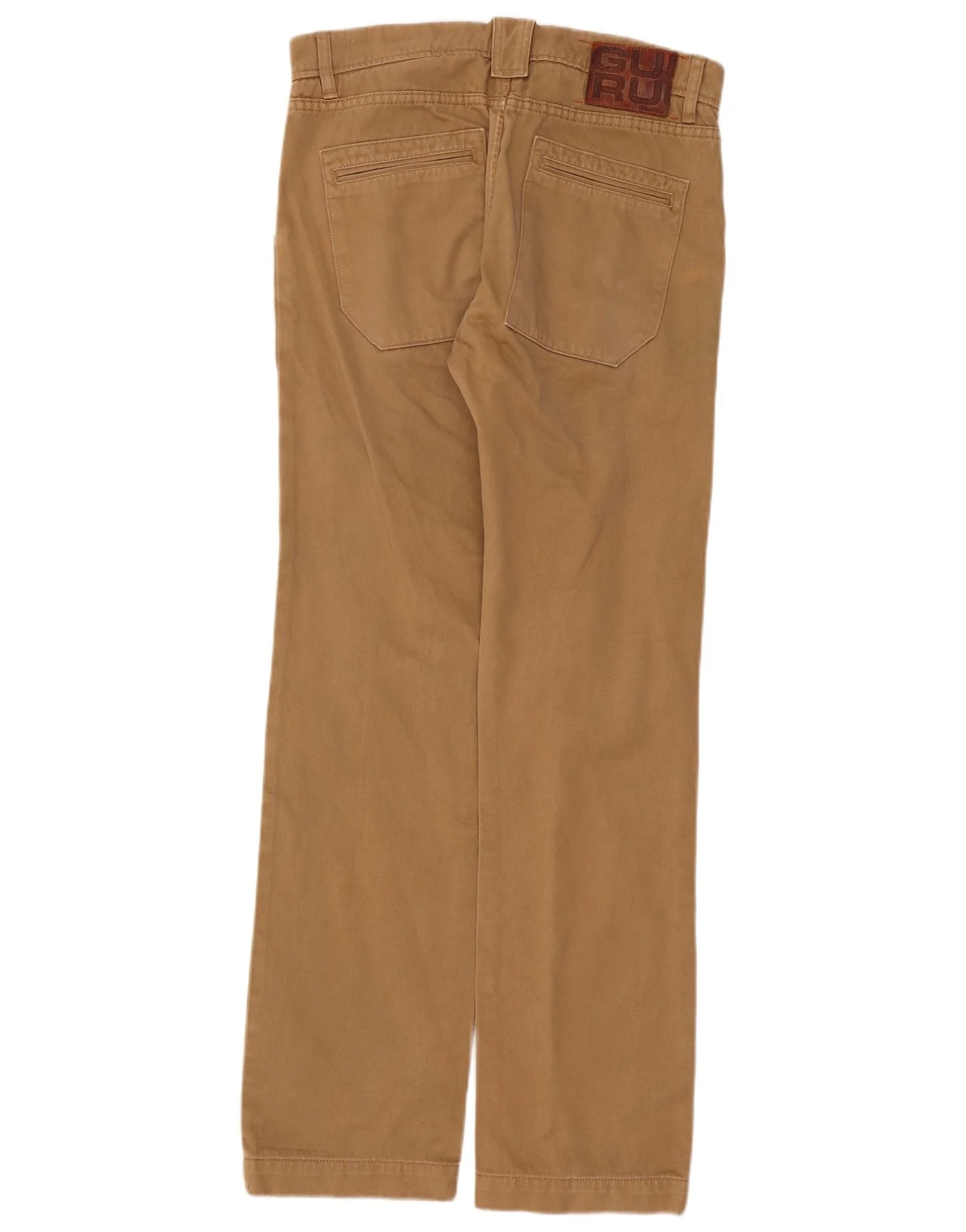 Guru Mens Straight Suit Trousers W33 L33 Brown Cotton - Image 2