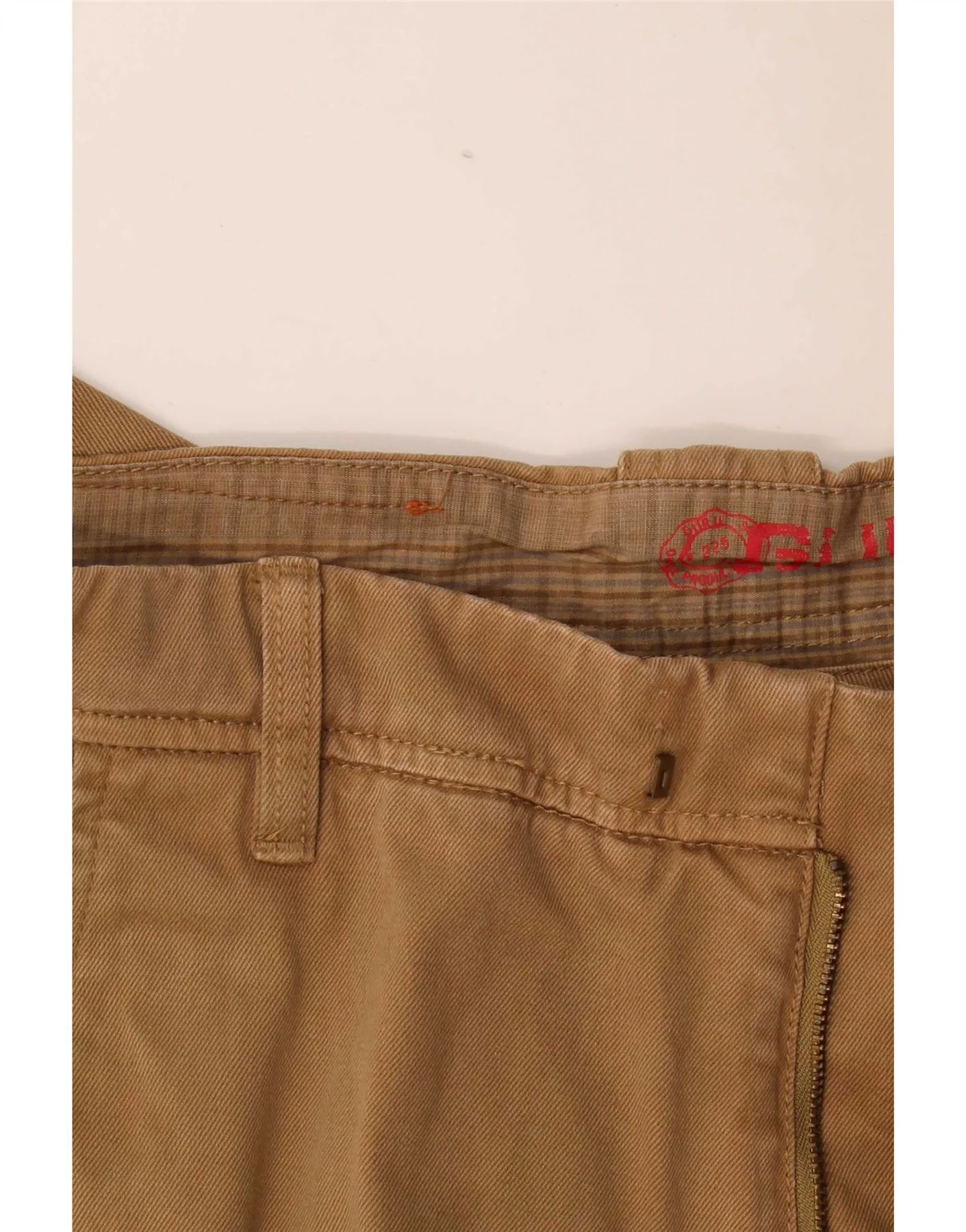 Guru Mens Straight Suit Trousers W33 L33 Brown Cotton - Image 3