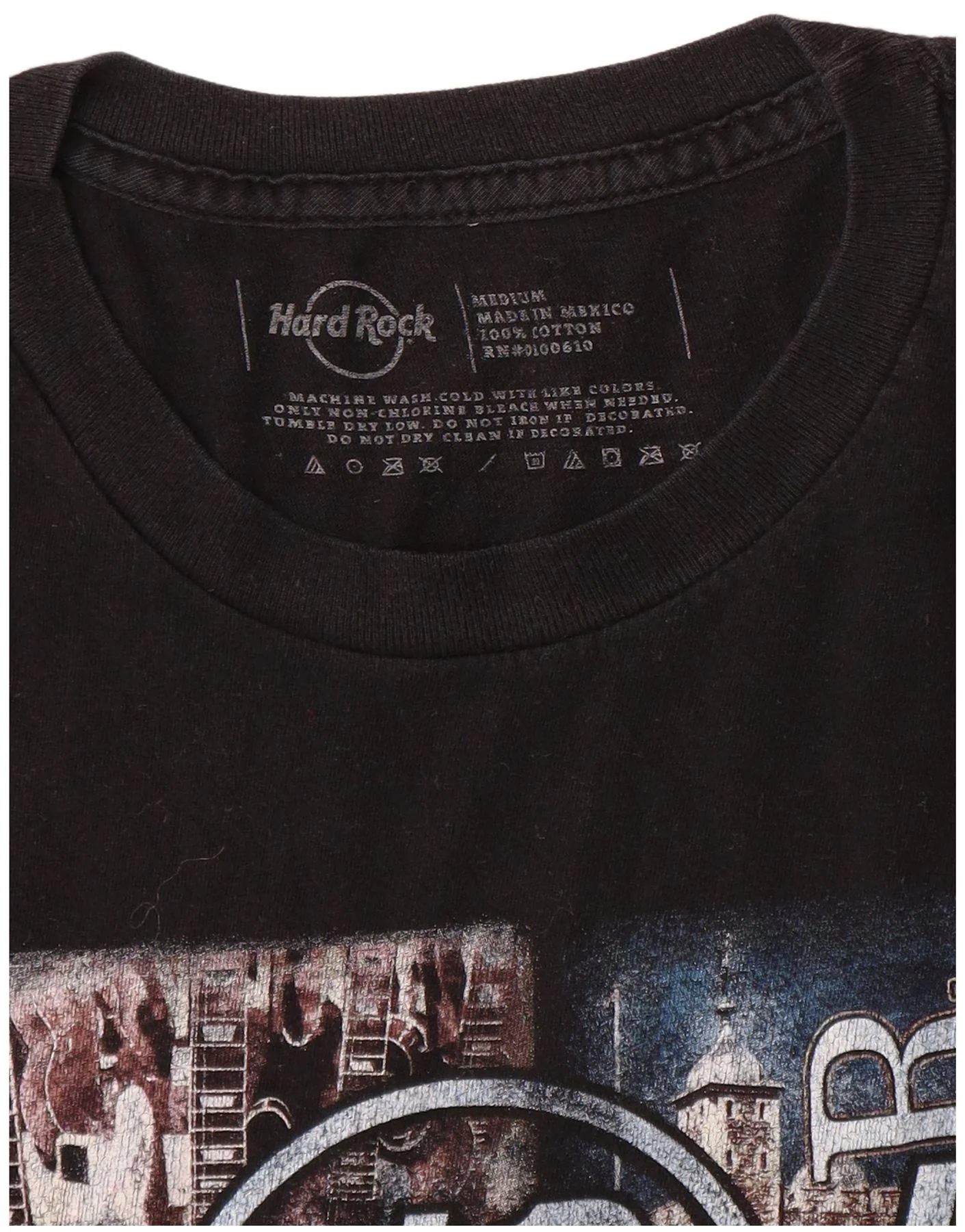 Hard Rock Cafe Mens London Graphic T-Shirt Top Medium Black Cotton - Image 3