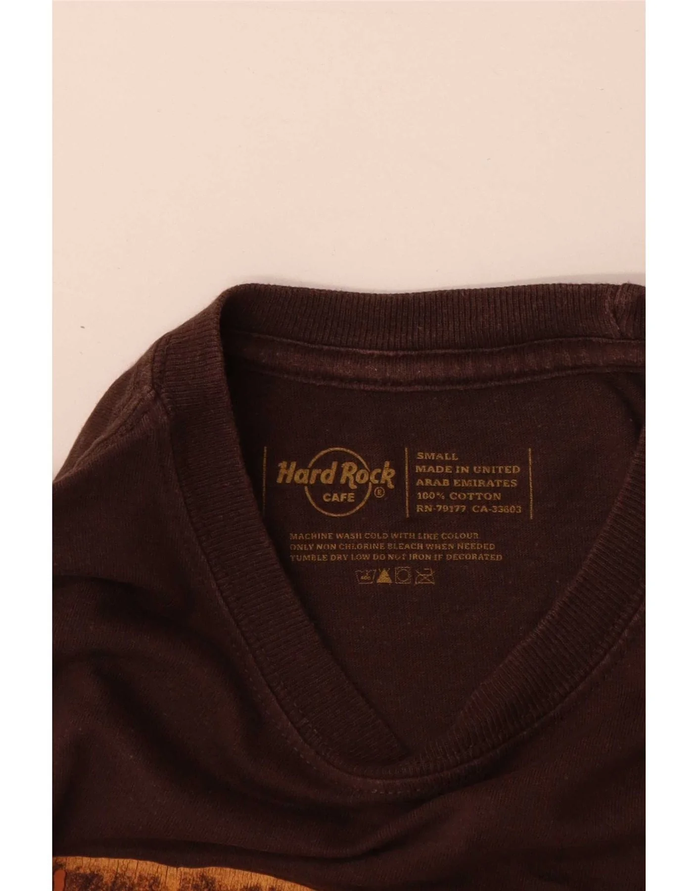 Hard Rock Cafe Mens Osaka Graphic T-Shirt Top Small Brown Cotton - Image 3