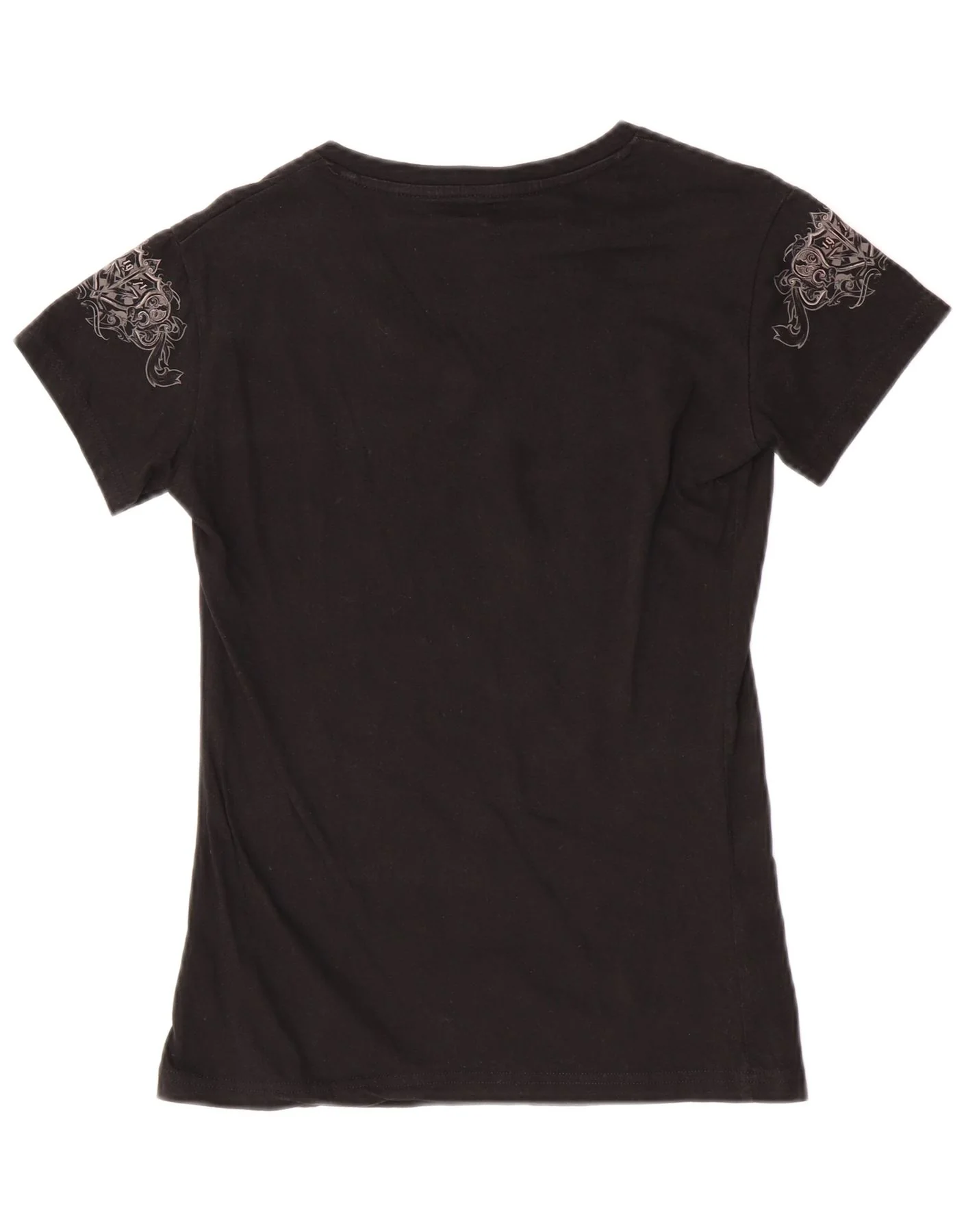 Hard Rock Cafe Womens Athens Graphic T-Shirt Top UK 12 Medium Black Paisley - Image 2