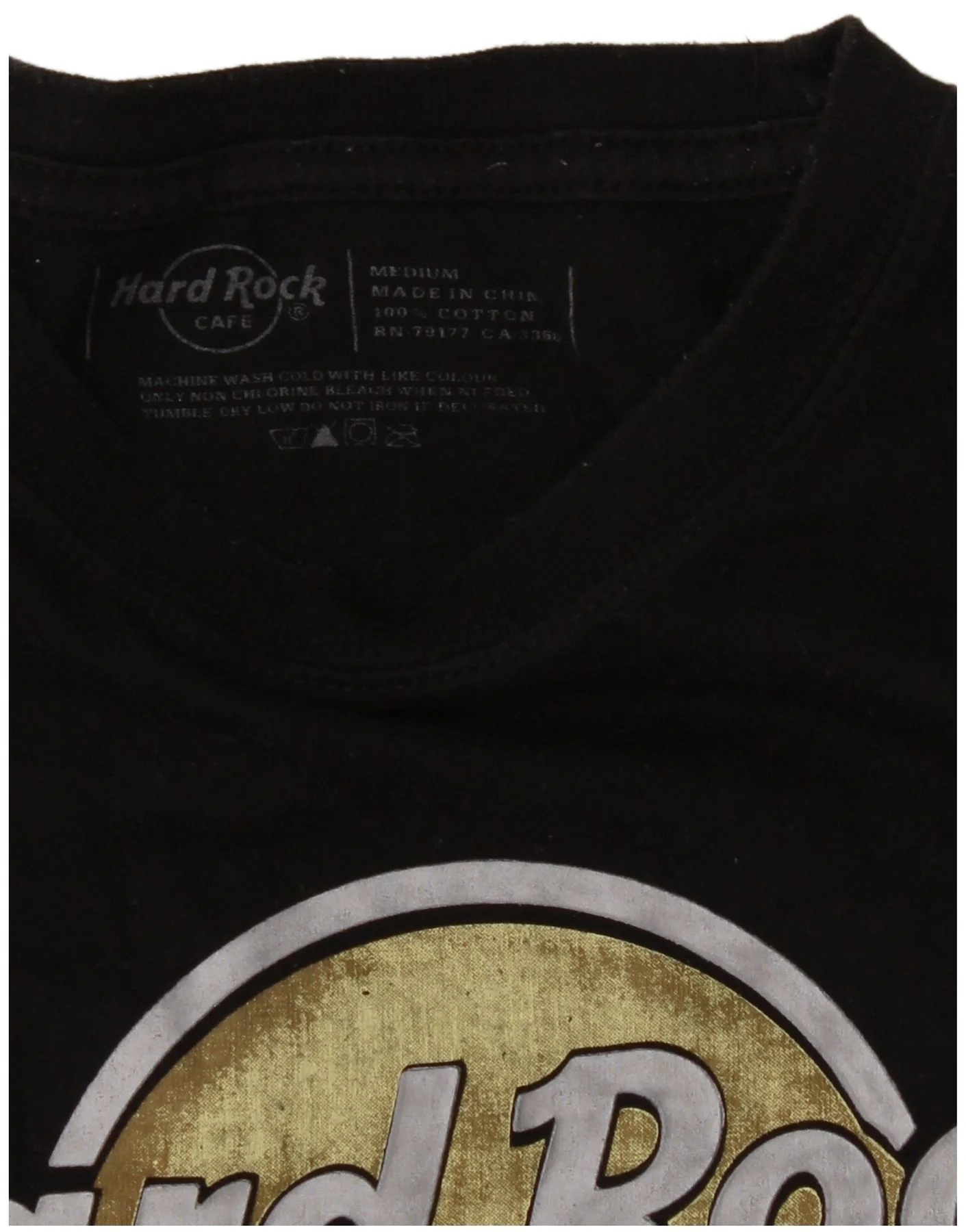 Hard Rock Cafe Womens Athens Graphic T-Shirt Top UK 14 Medium Black Cotton - Image 3