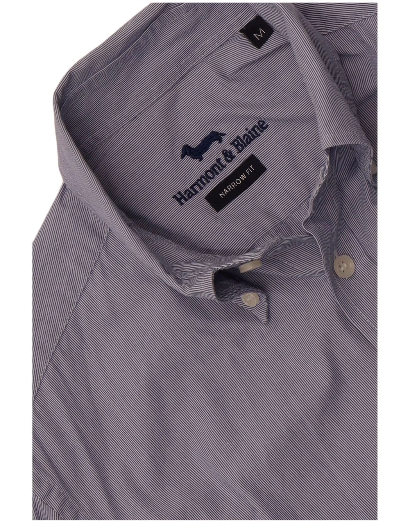 Harmont & Blaine Mens Narrow Fit Shirt Medium Blue Striped - Image 3