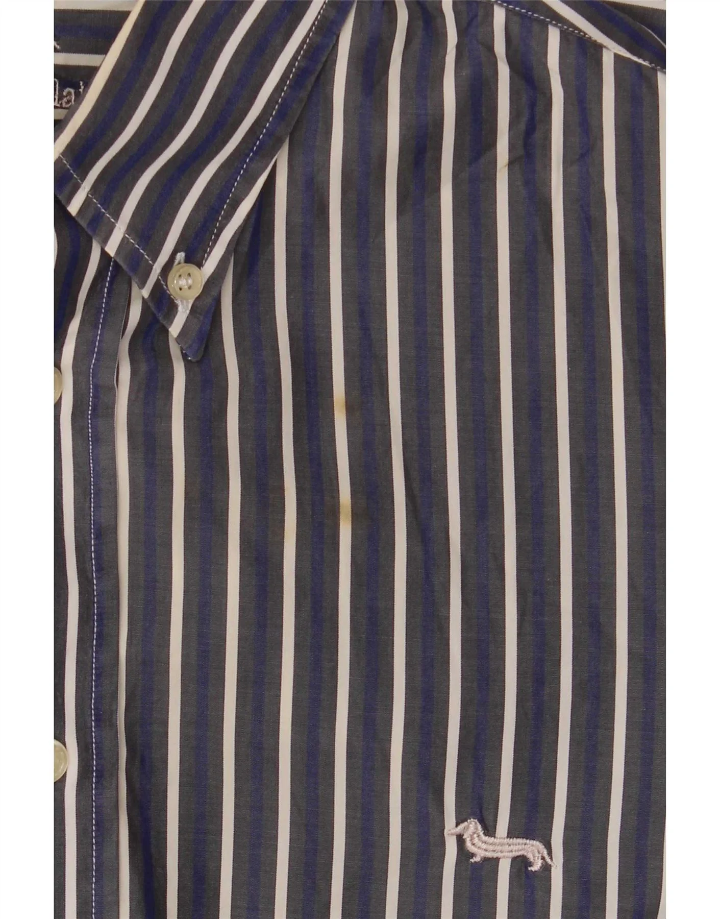 Harmont & Blaine Mens Regular Fit Shirt XL Navy Blue Striped Cotton - Image 4