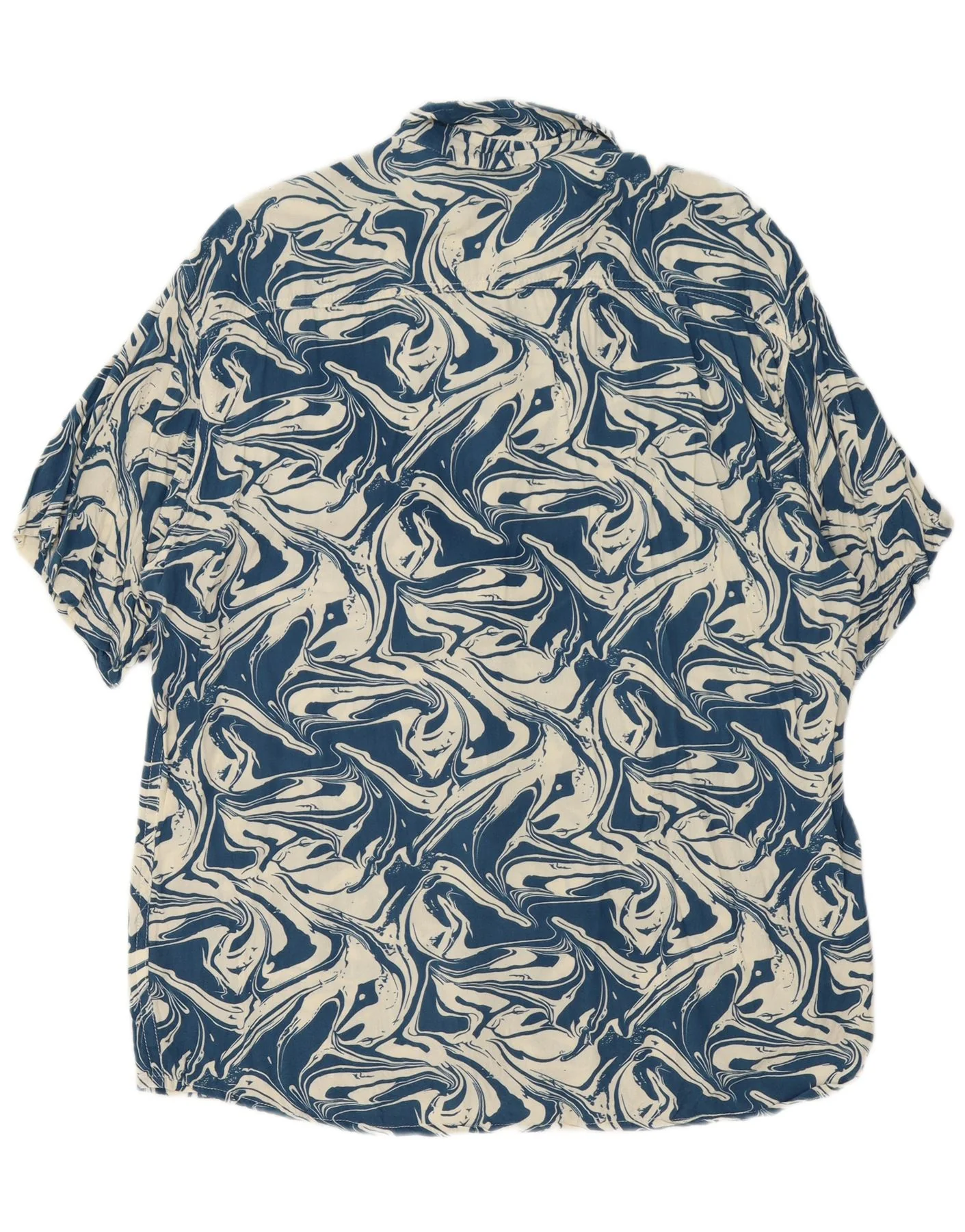 Heartless Mens Abstract Pattern Short Sleeve Shirt 2XL Navy Blue Cotton - Image 2