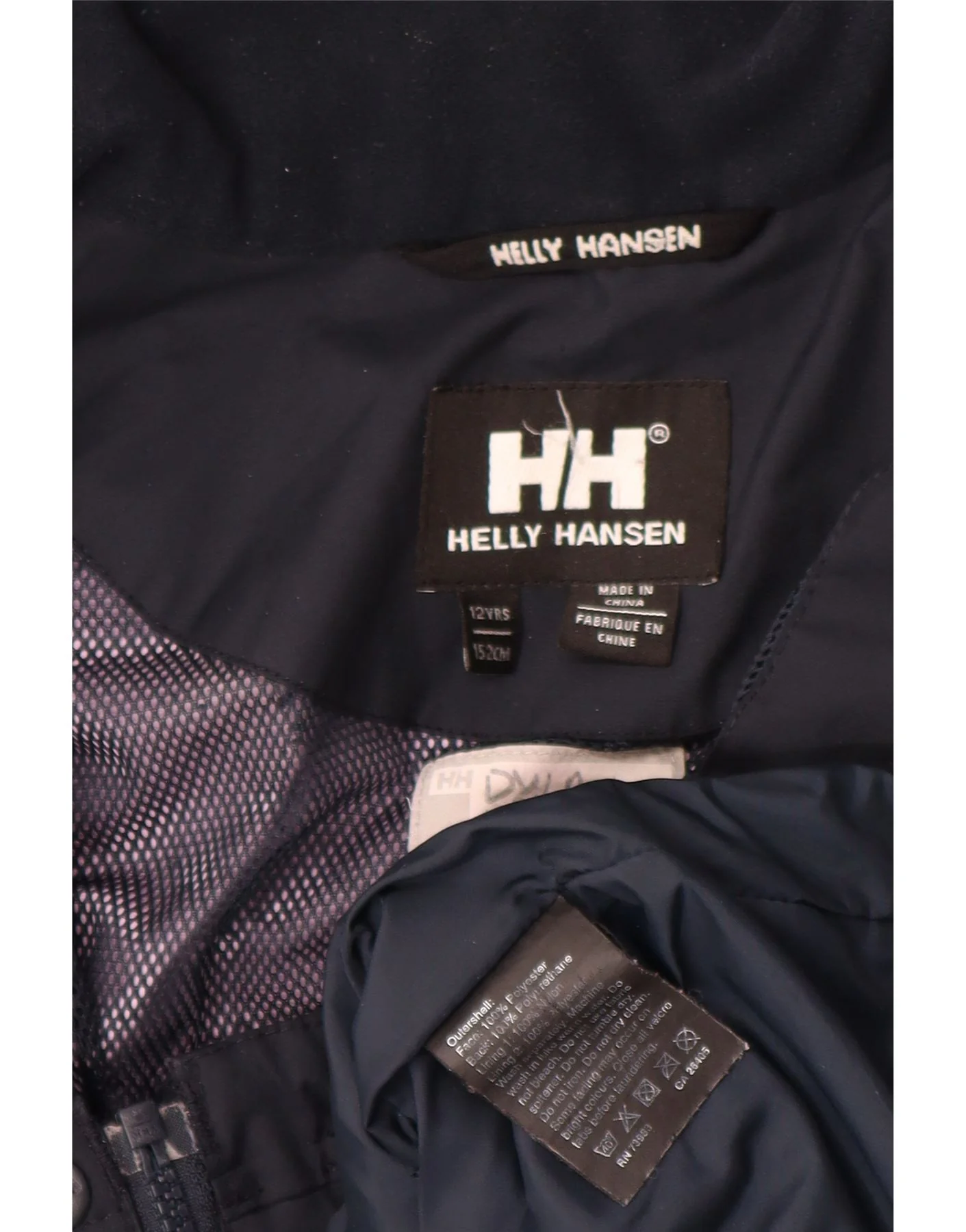 Helly Hansen Boys Hooded Rain Jacket 11-12 Years Navy Blue Polyester - Image 3