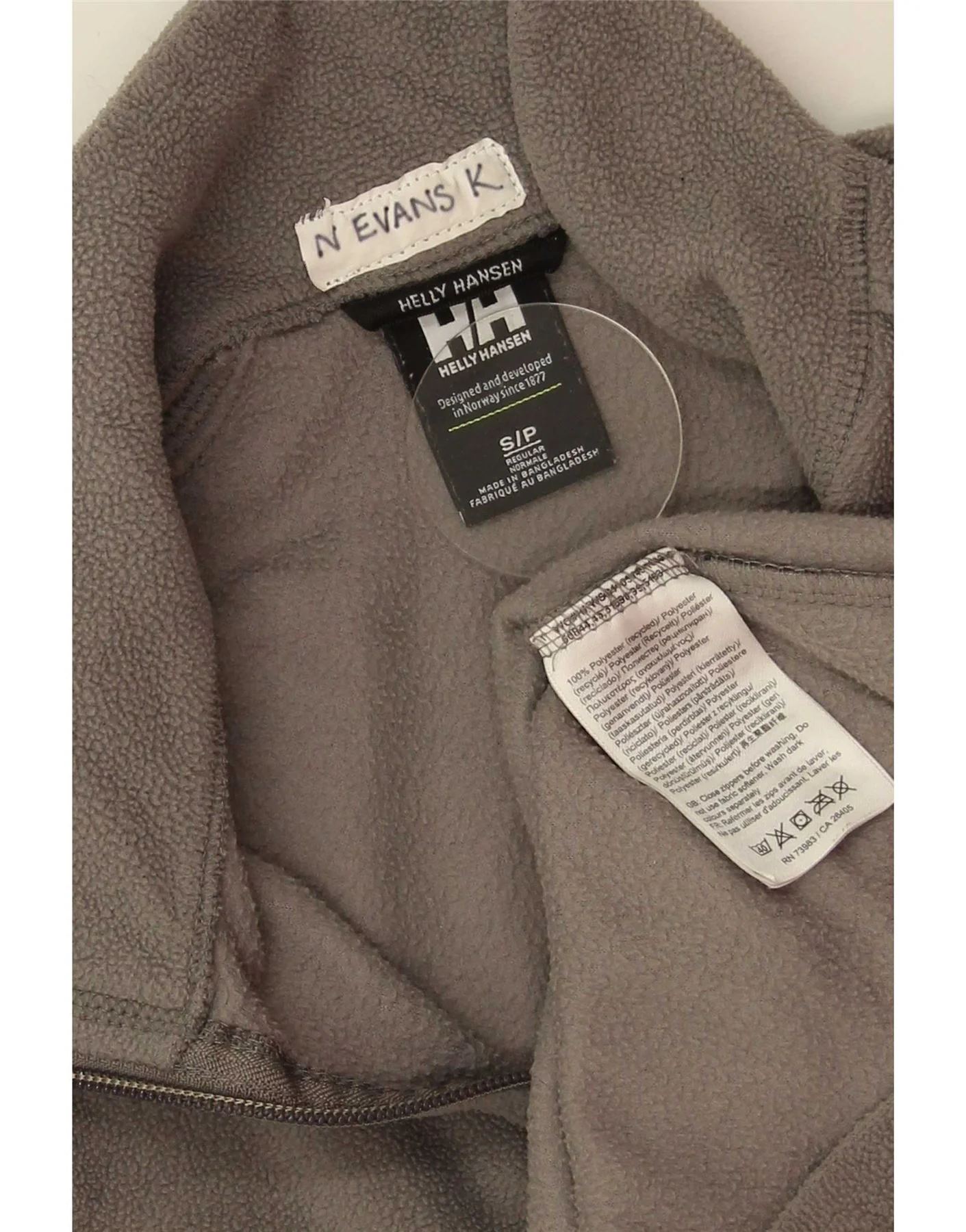 Helly Hansen Mens Zip Neck Fleece Jumper Small Grey Polyester - Image 3