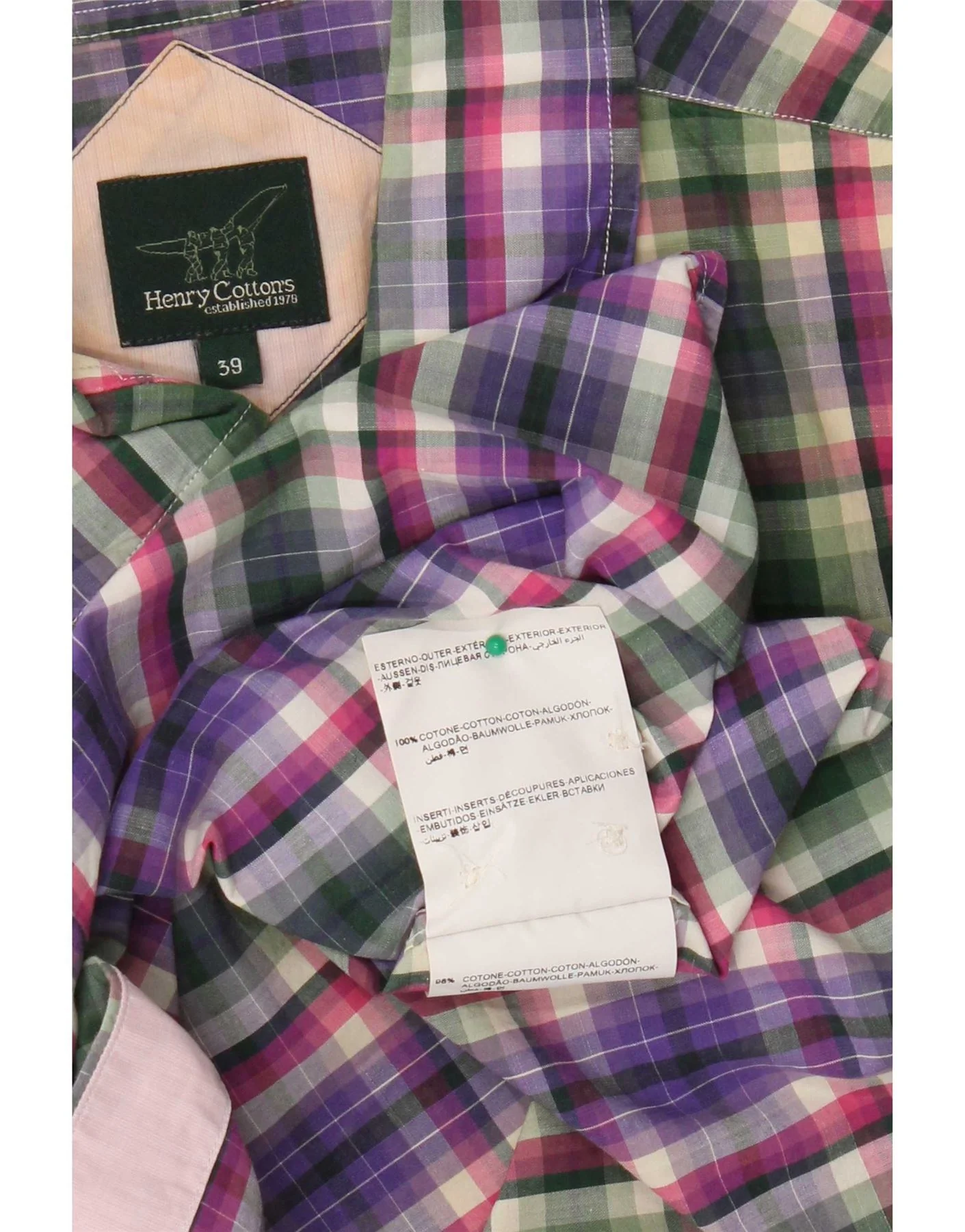 Henry Cottons Mens Shirt Size 39 Medium Multicoloured Check Cotton - Image 3