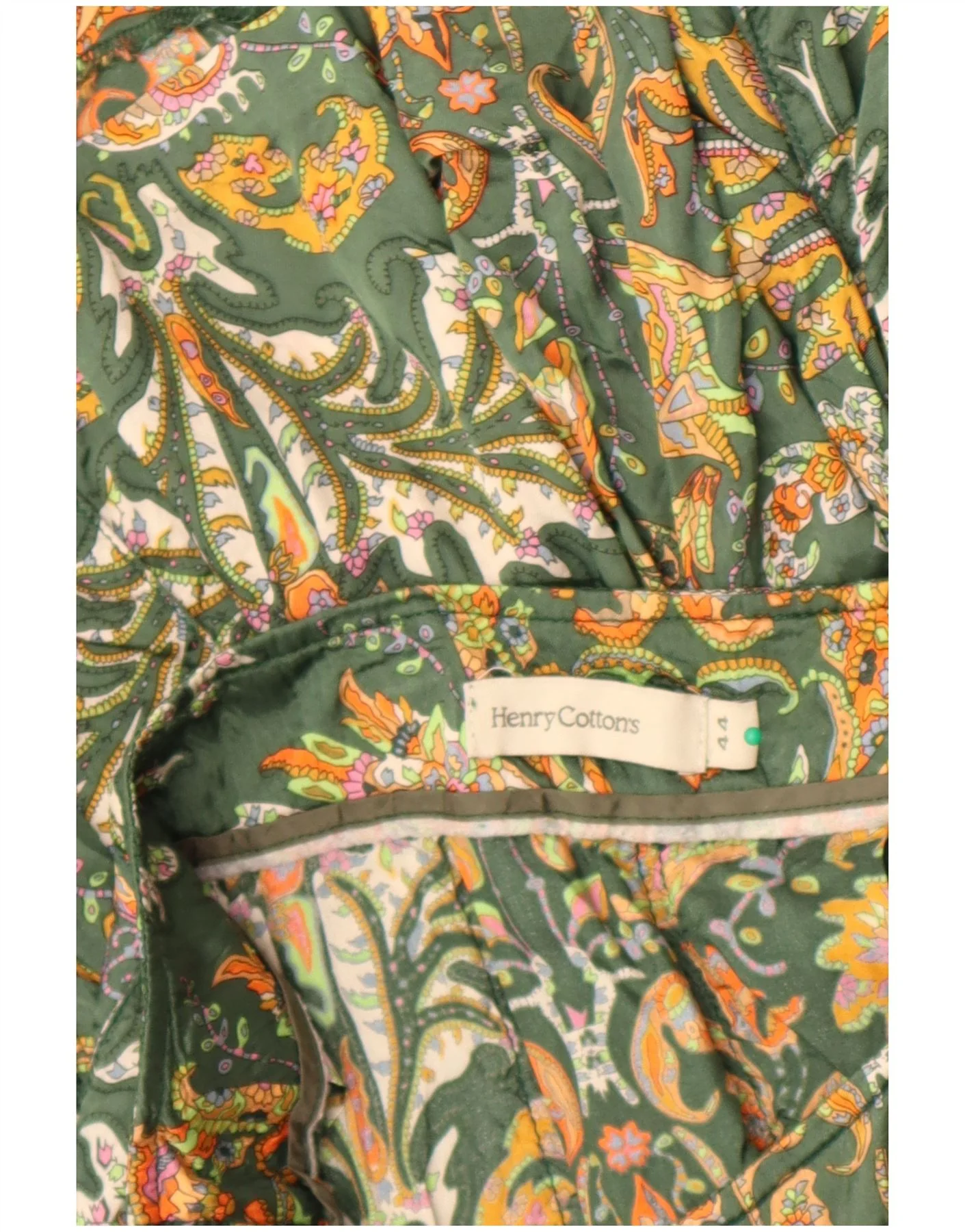 Henry Cottons Womens Pleated Skirt IT 44 Medium W30 Green Paisley - Image 3