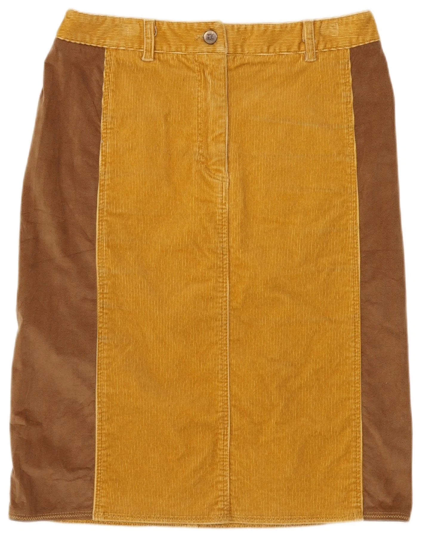 Henry s Womens Corduroy Skirt IT 42 Medium W29 Yellow Colourblock