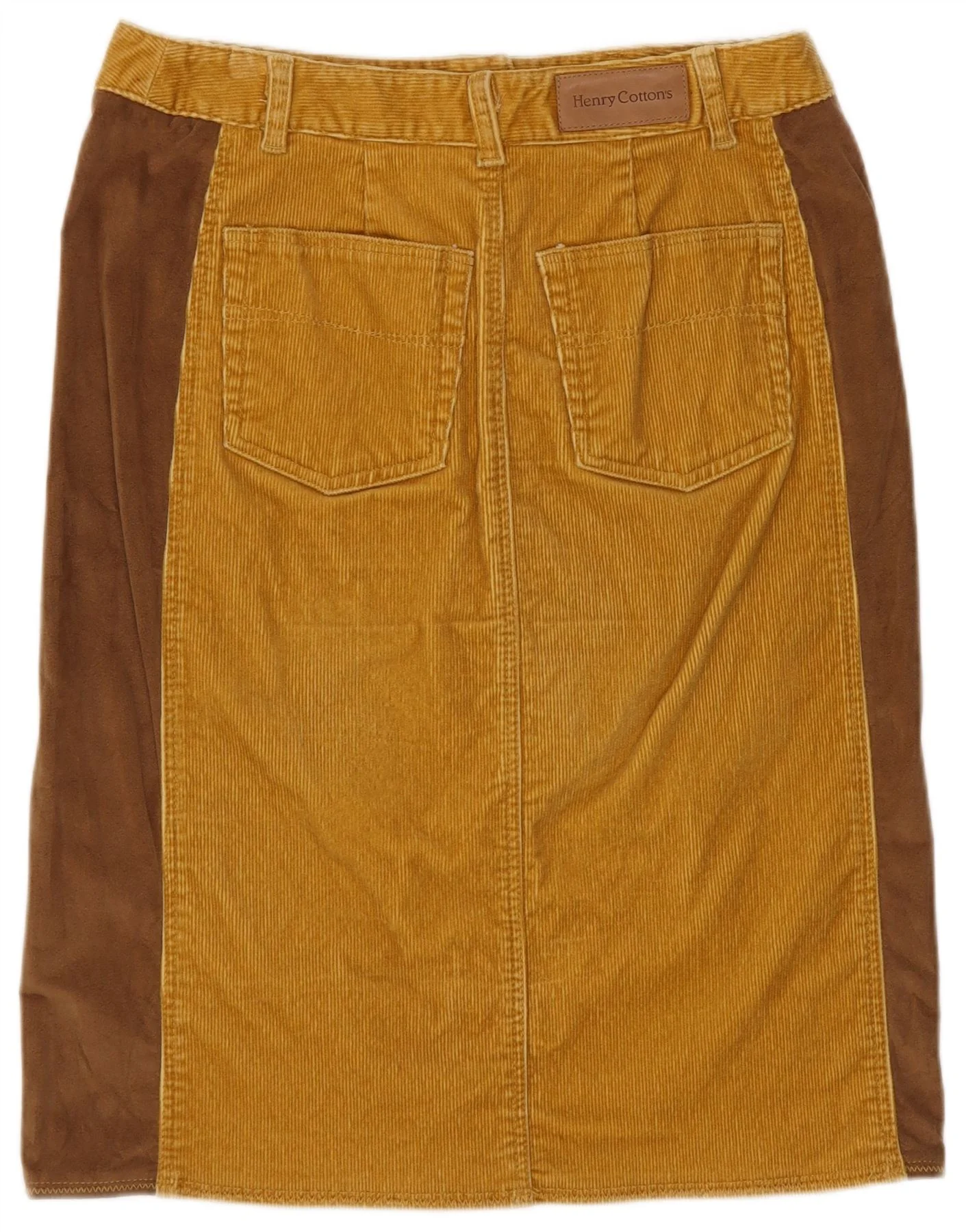 Henry s Womens Corduroy Skirt IT 42 Medium W29 Yellow Colourblock - Image 2