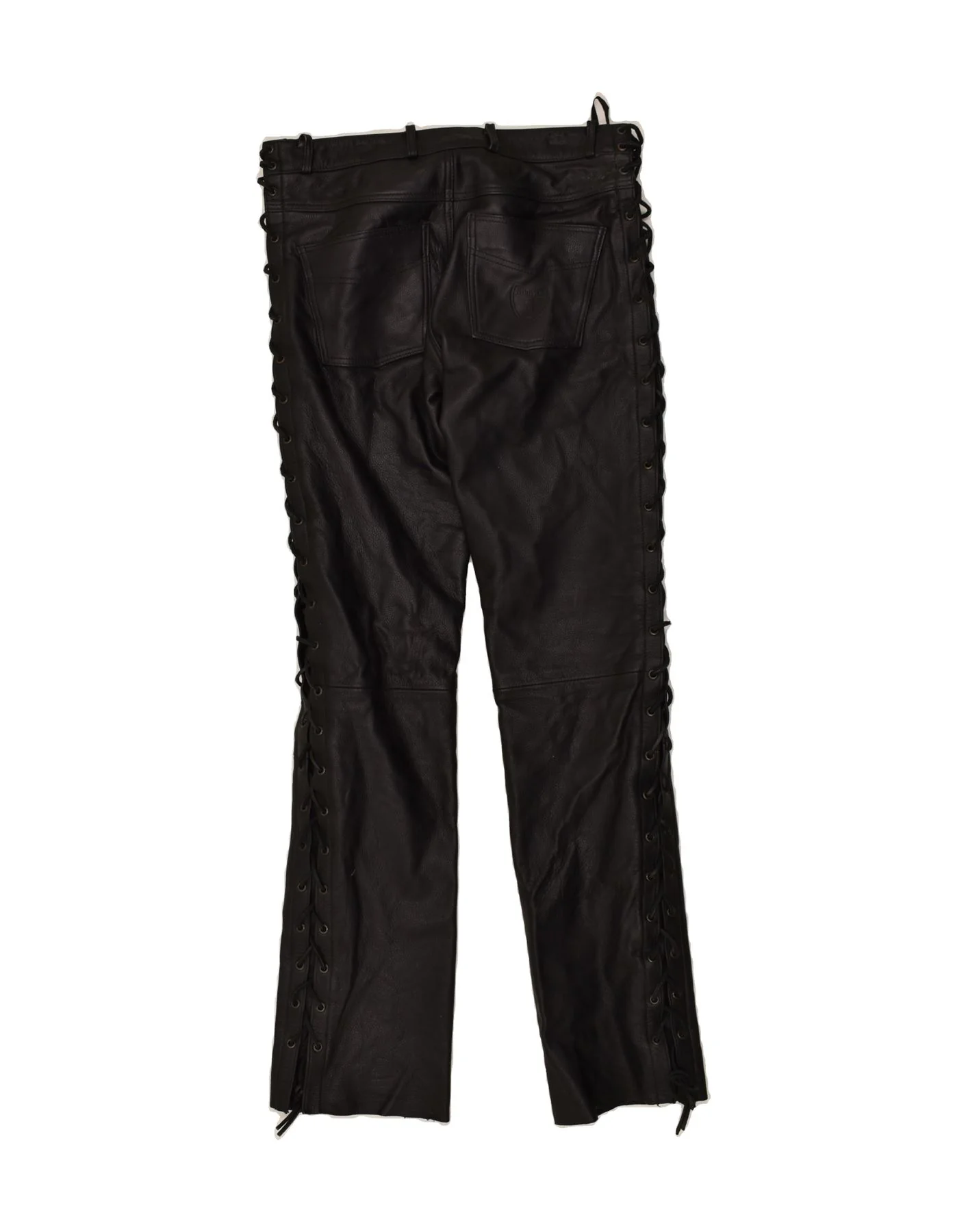 HIGHWAY 1 Womens Leather Casual Trousers W34 L35 Black Leather - Image 2