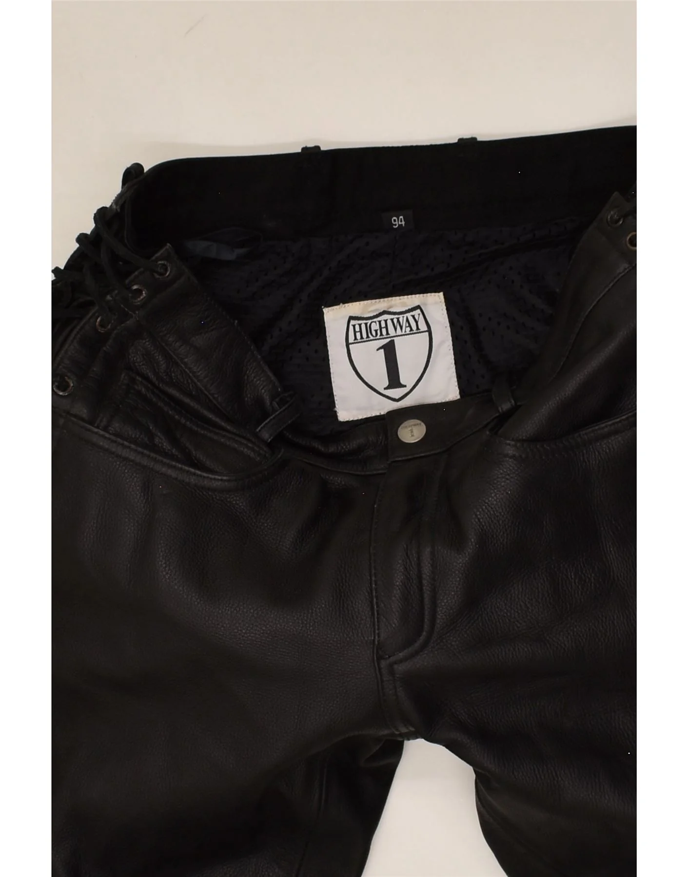HIGHWAY 1 Womens Leather Casual Trousers W34 L35 Black Leather - Image 4