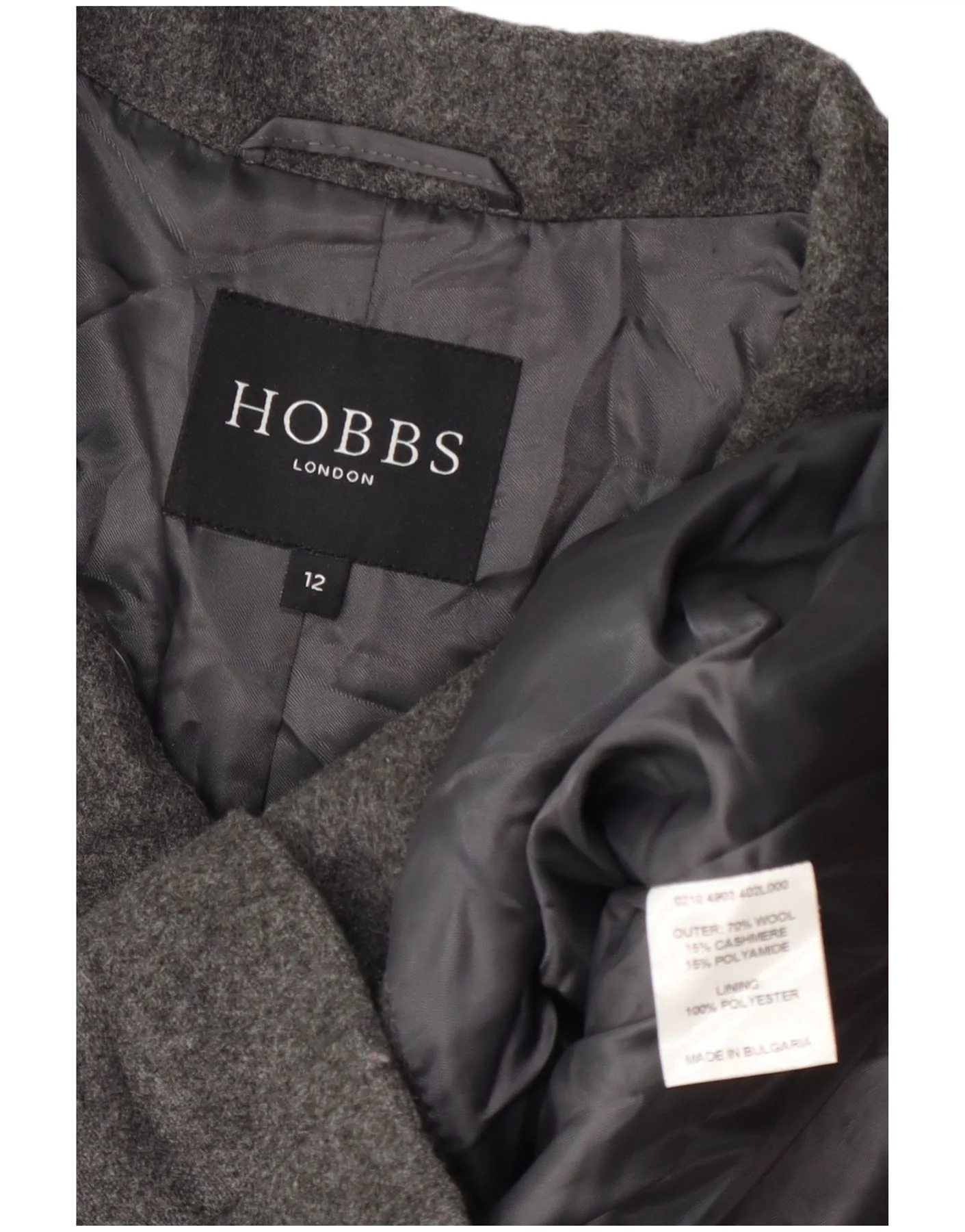 Hobbs Womens Pea Coat UK 12 Medium Grey Wool - Image 4