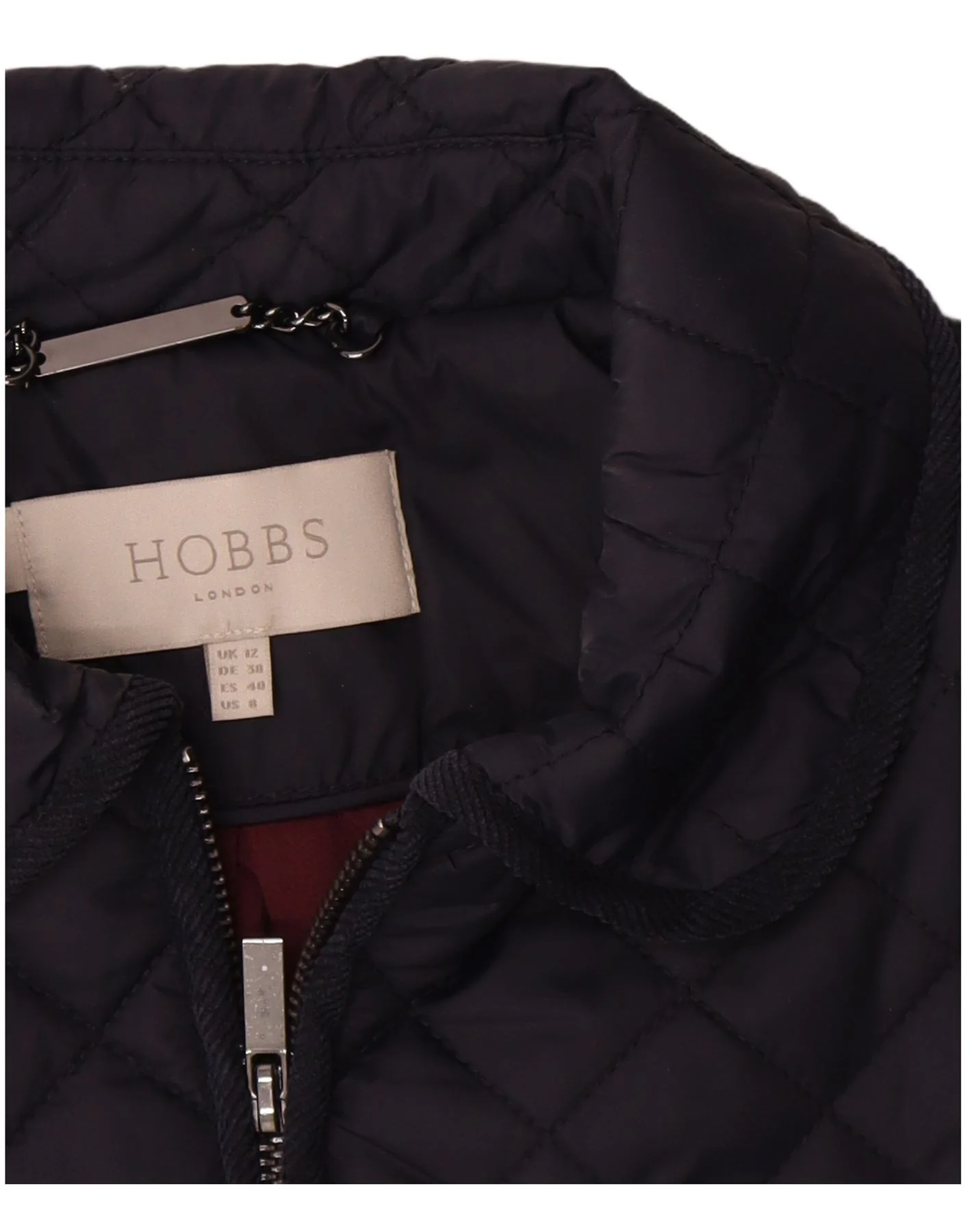 Hobbs Womens Quilted Jacket UK 12 Medium Navy Blue Polyamide - Image 3