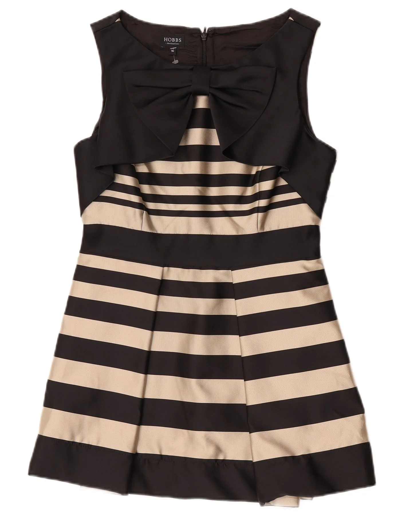 Hobbs Womens Sleeveless A-Line Dress UK 10 Small Black Striped