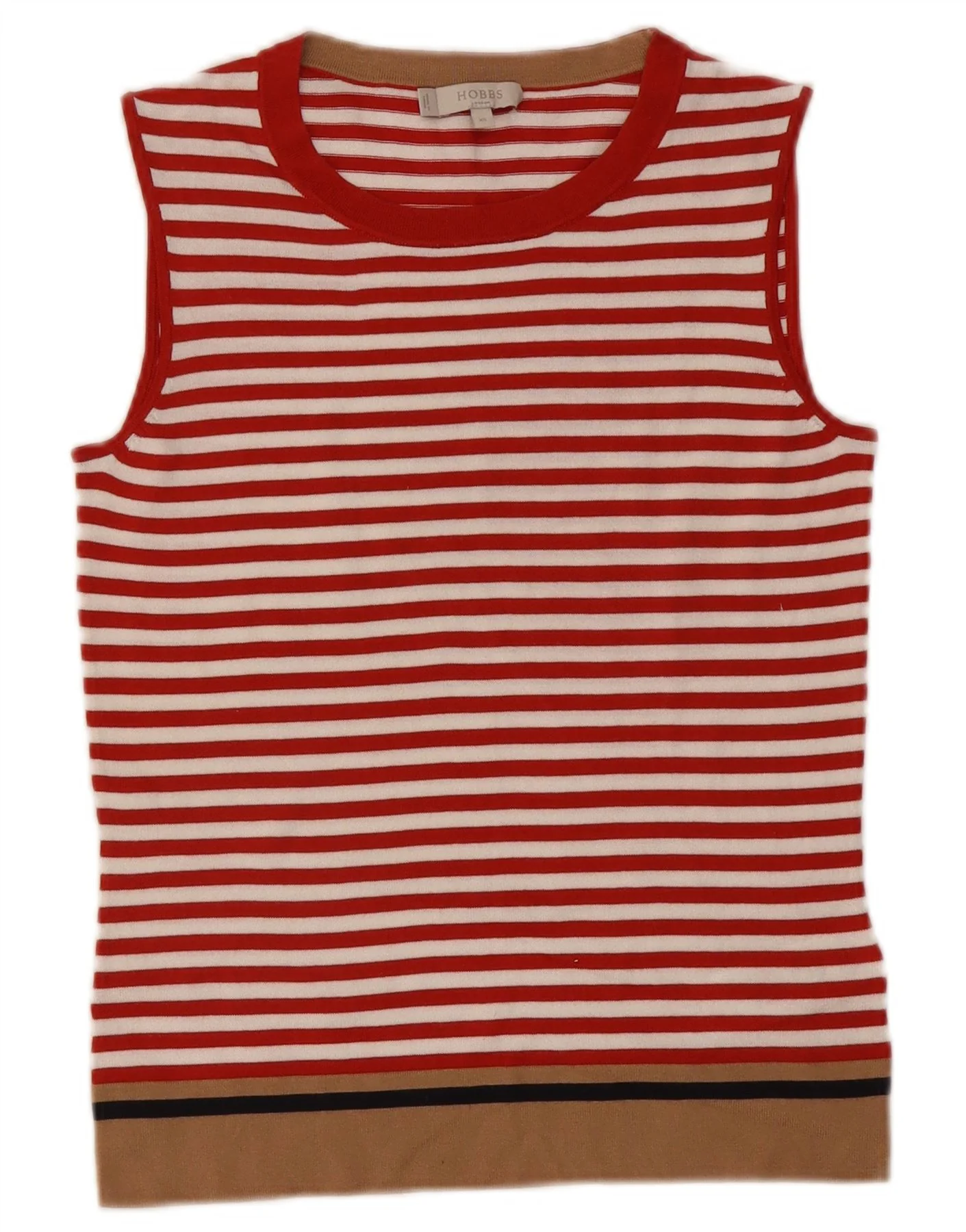Hobbs Womens Vest Top UK 6 XS Red Striped Cotton