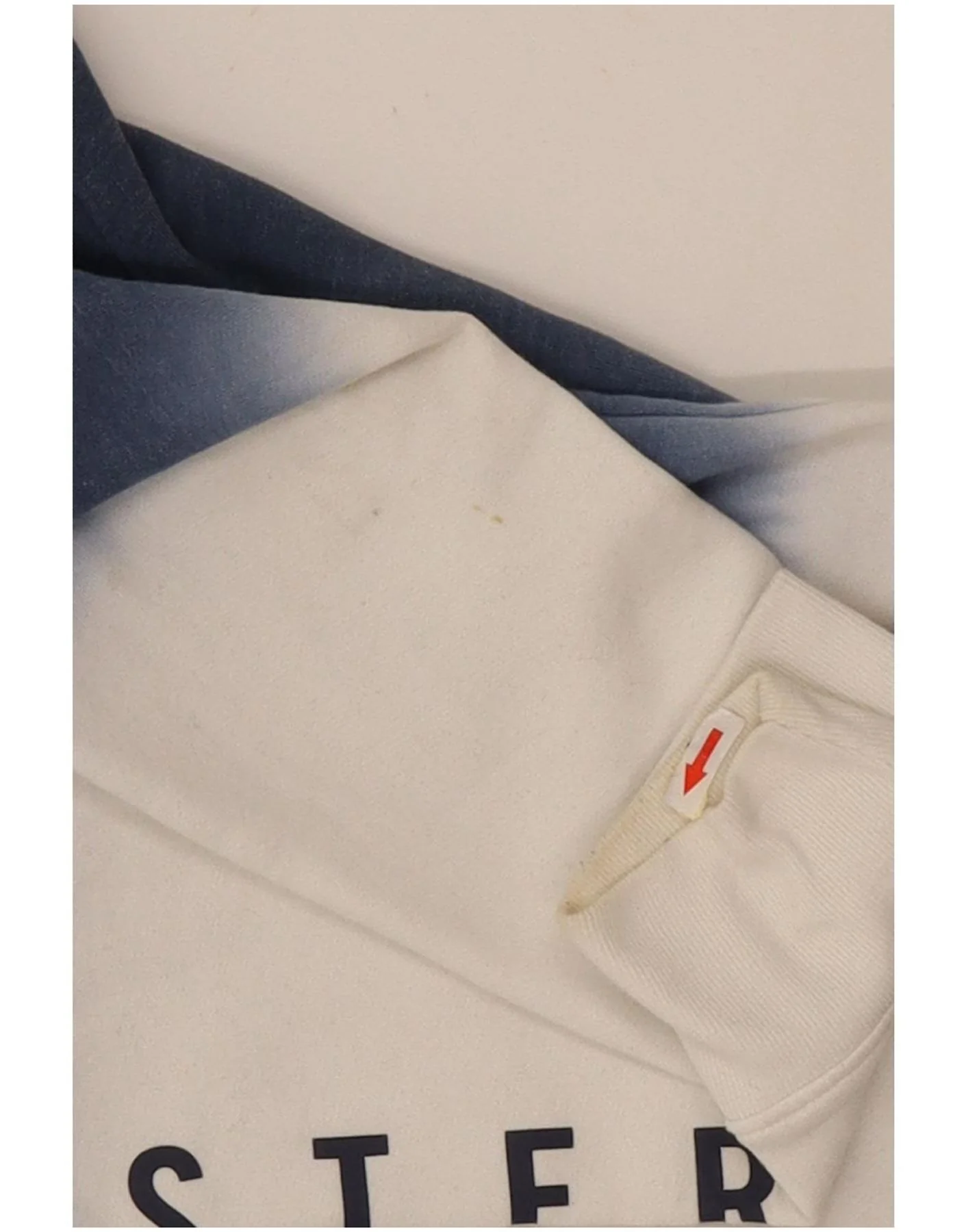 Hollister Mens Graphic Hoodie Jumper Small Navy Blue Colourblock Cotton - Image 4