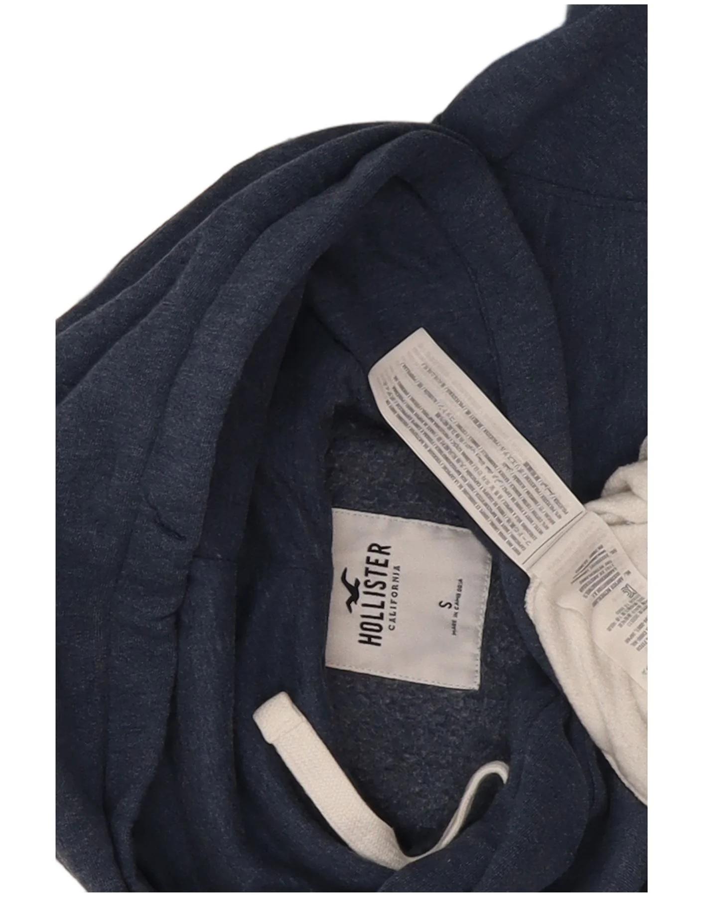 Hollister Mens Graphic Hoodie Jumper Small Navy Blue Colourblock Cotton - Image 5