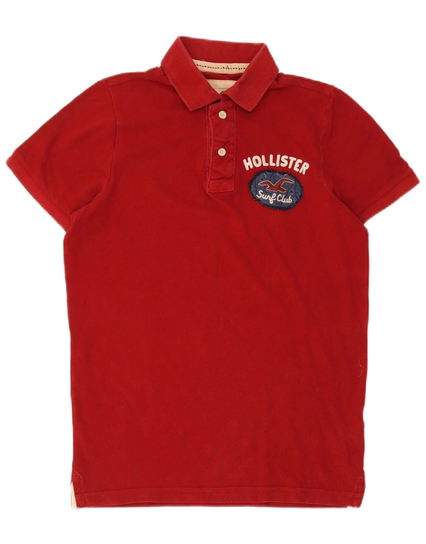 Hollister Mens Graphic Polo Shirt Medium Red Cotton