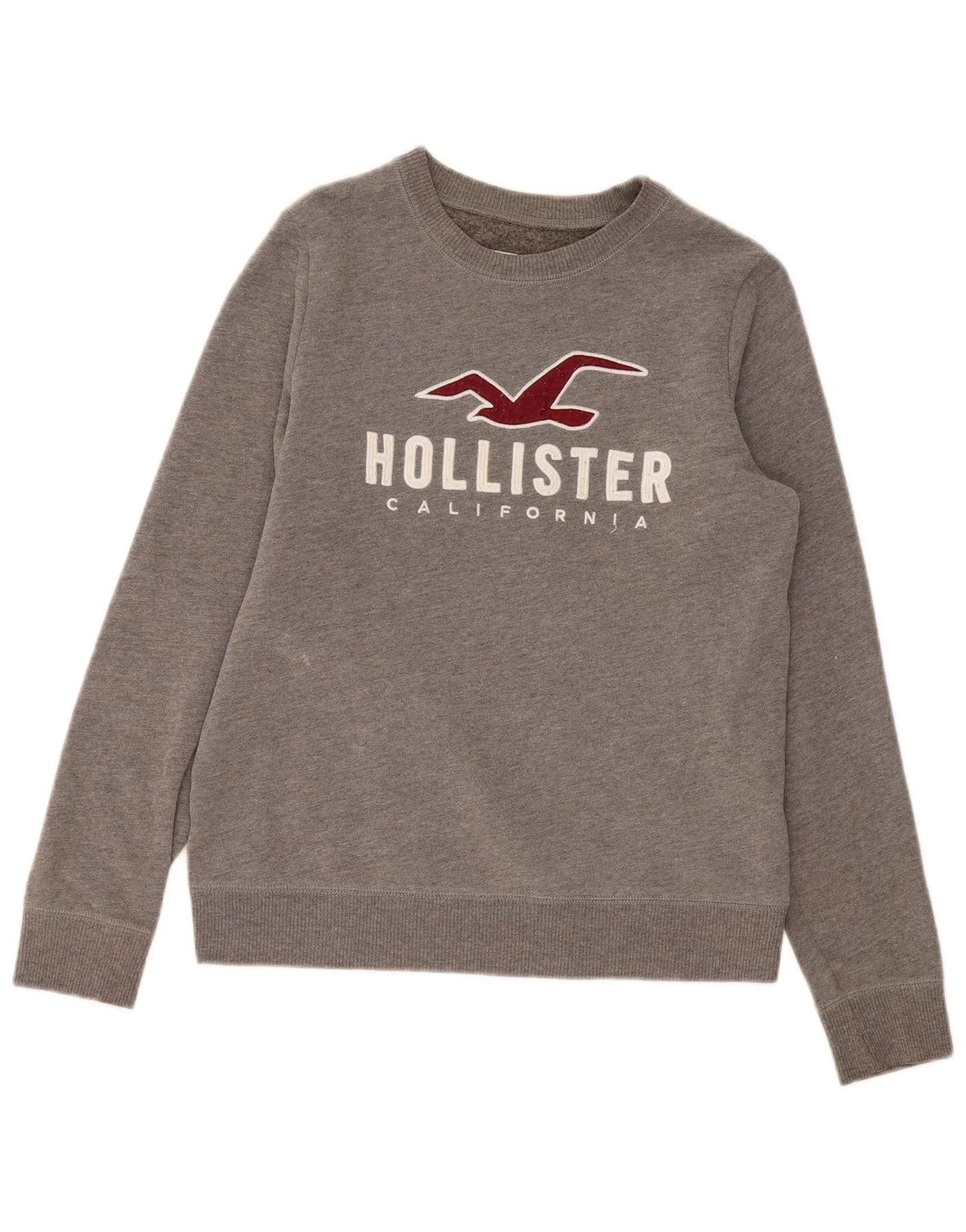 Hollister Mens Graphic Sweatshirt Jumper Small Grey Cotton