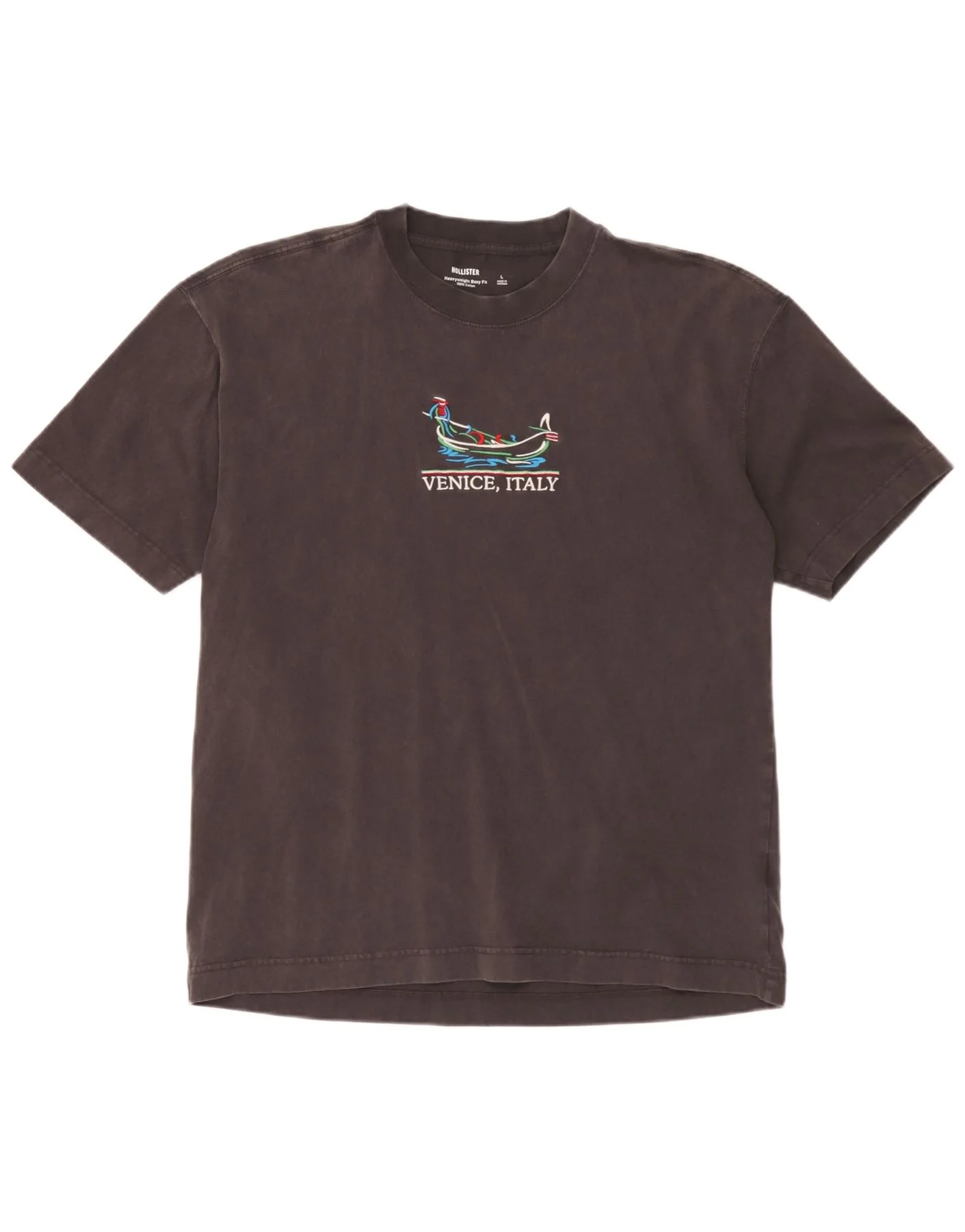 Hollister Mens Graphic T-Shirt Top Large Grey Cotton
