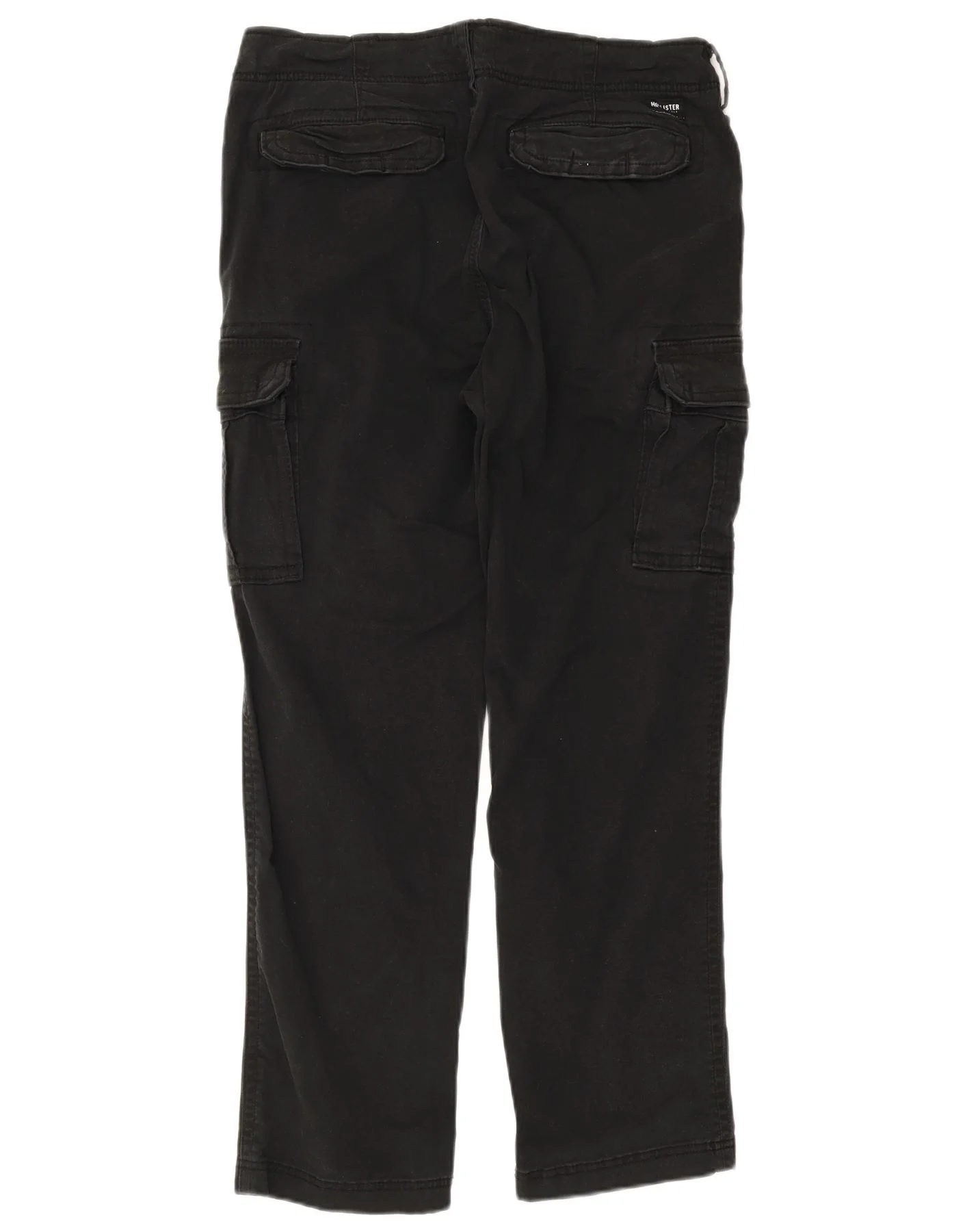 Hollister Mens Straight Cargo Trousers W34 L32 Black Cotton - Image 2