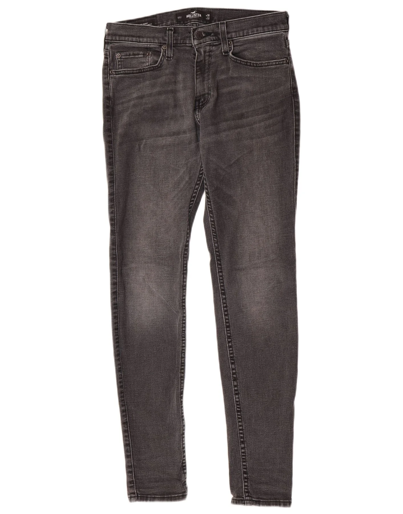Hollister Mens Super Skinny Jeans W30 L32 Grey Cotton