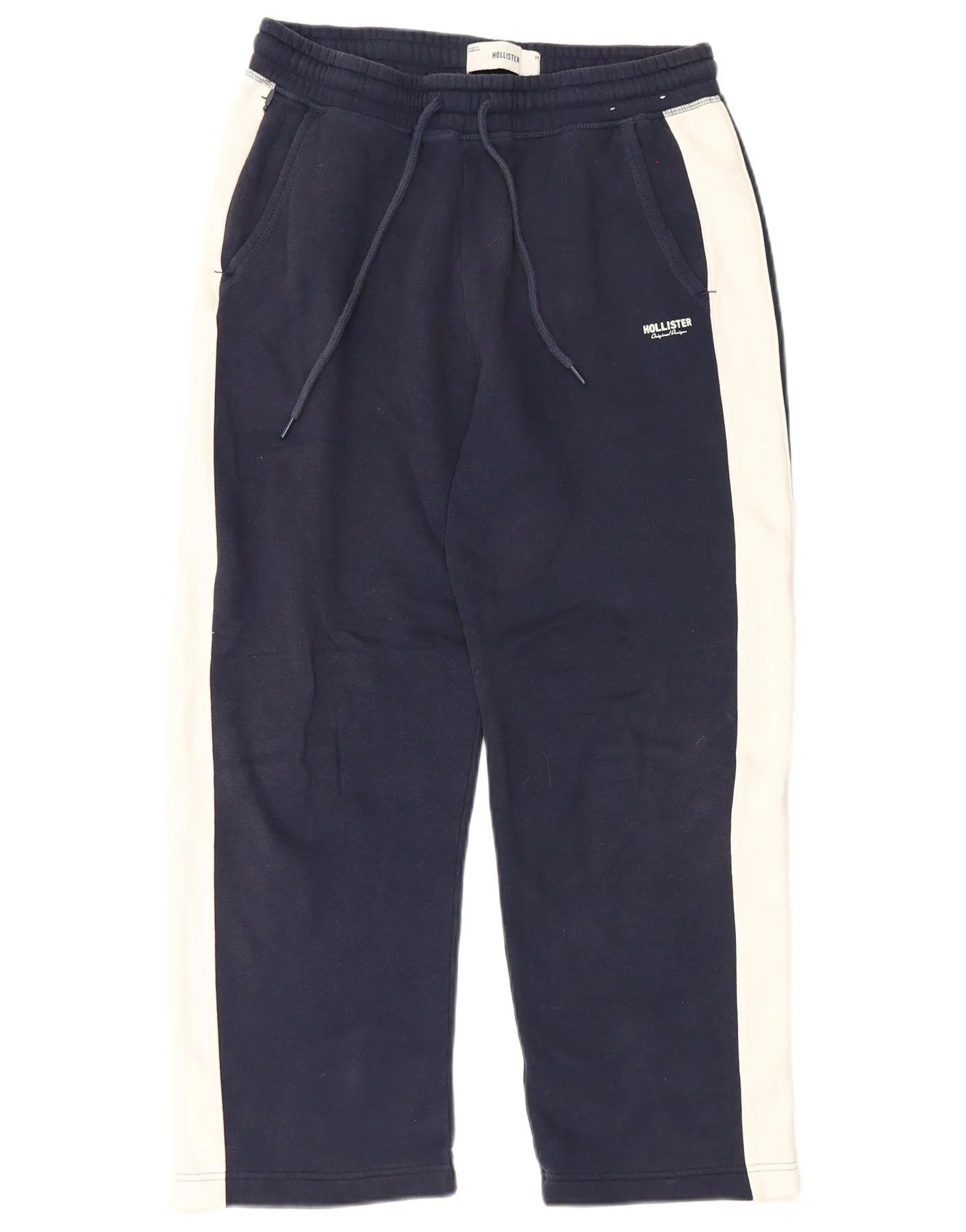 Hollister Mens Tracksuit Trousers Medium Navy Blue Colourblock Cotton