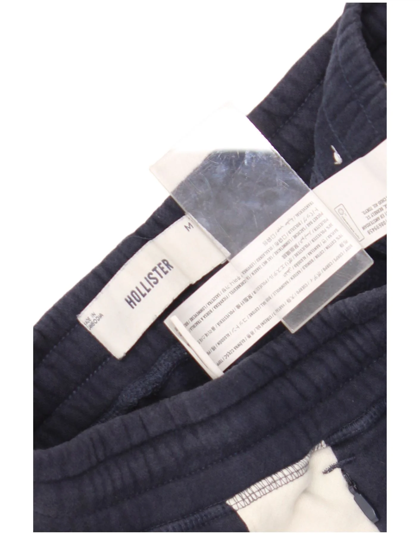 Hollister Mens Tracksuit Trousers Medium Navy Blue Colourblock Cotton - Image 3