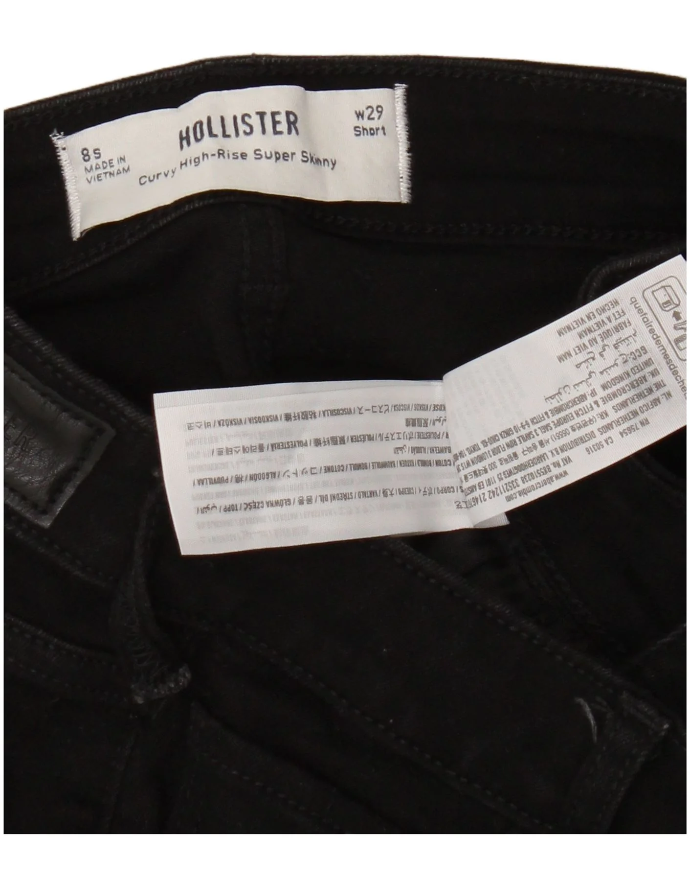Hollister Womens Curvy High Rise Super Skinny Jeans W29 L26 Black Cotton - Image 3