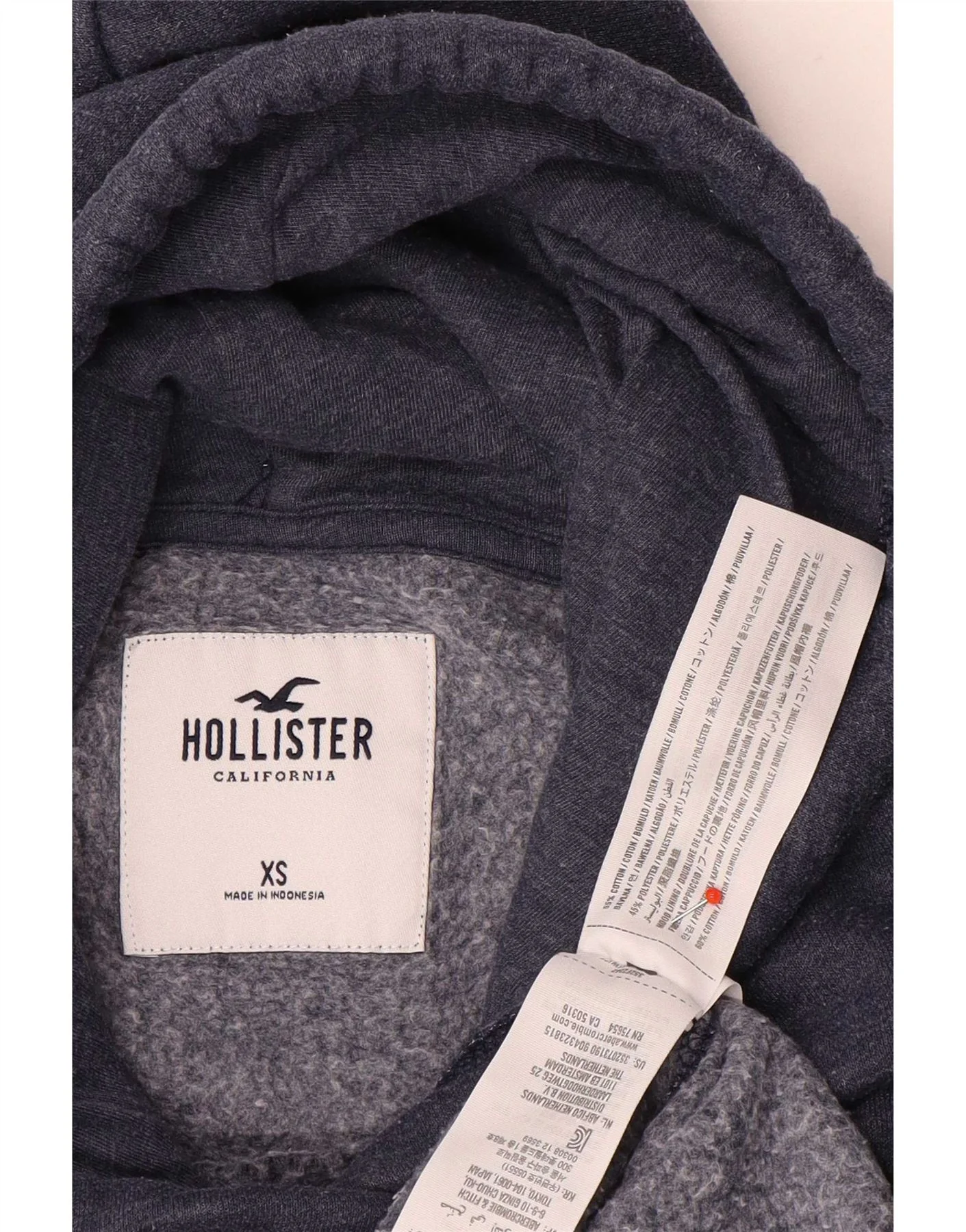 Hollister Womens Graphic Crop Hoodie Jumper UK 6 XS Navy Blue Cotton - Image 3