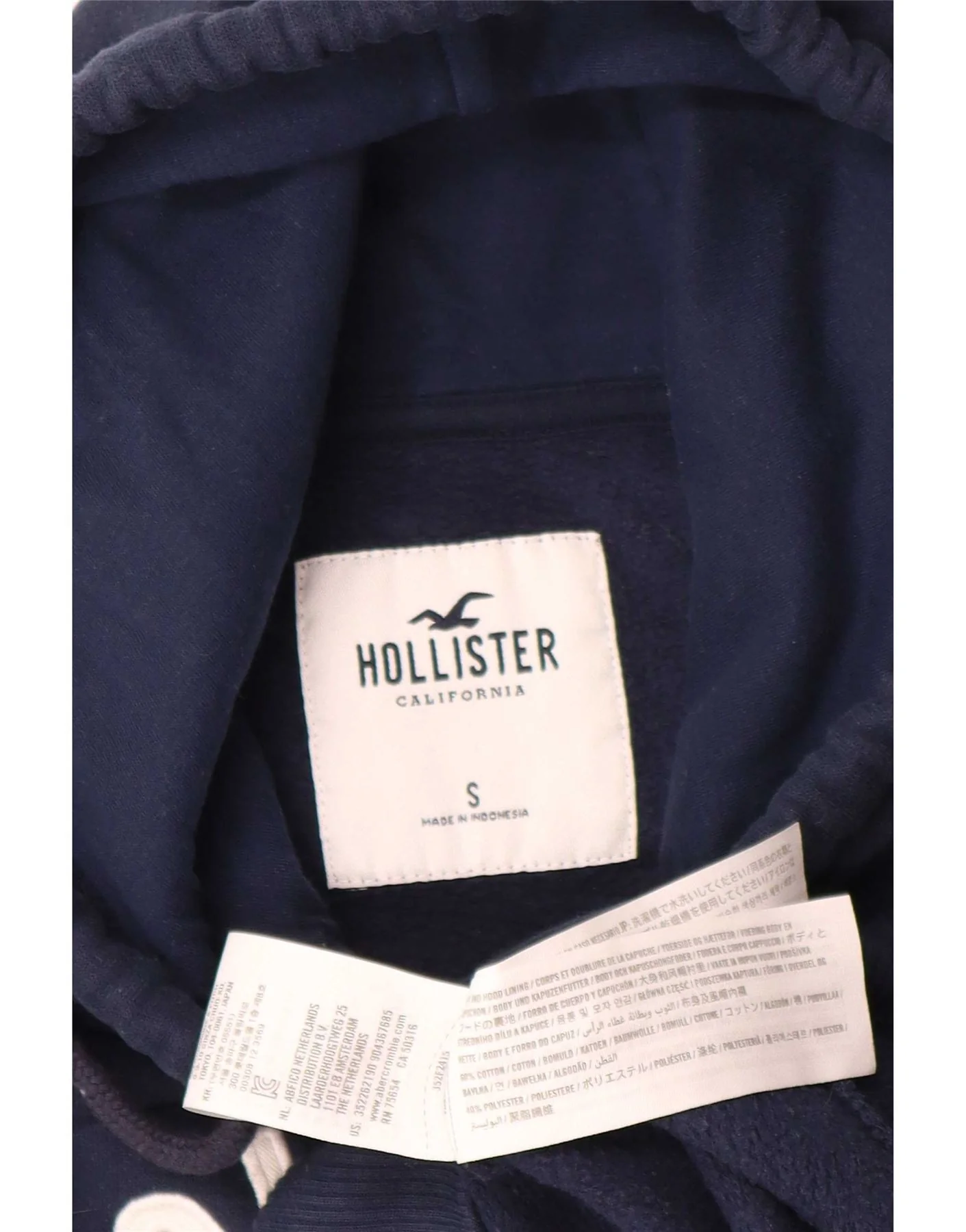 Hollister Womens Graphic Hoodie Jumper UK 10 Small Navy Blue Cotton - Image 3