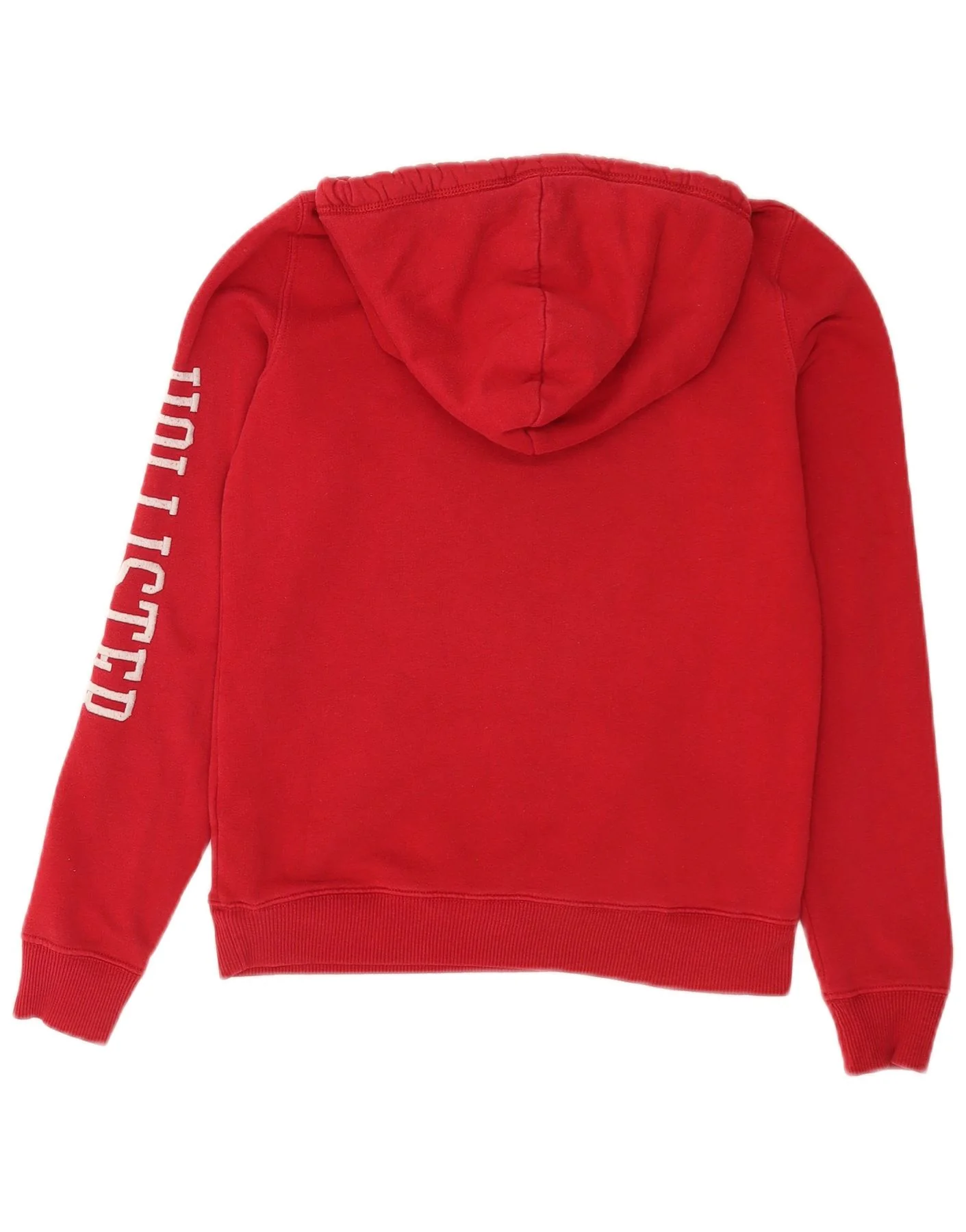 Hollister Womens Graphic Relaxed Fit Hoodie Jumper UK 4 XS Red Cotton - Image 2
