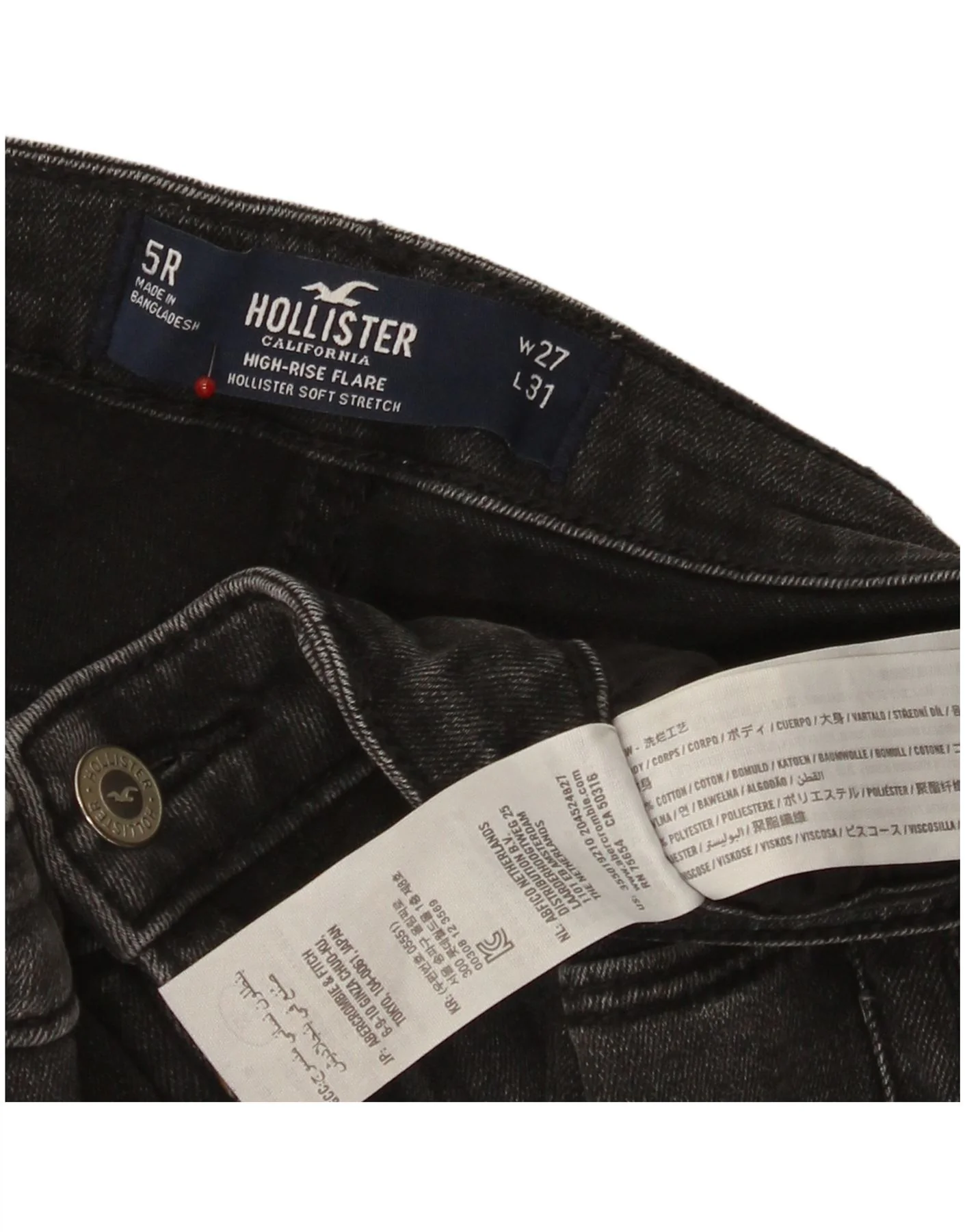 Hollister Womens High Rise Flared Jeans W27 L31 Black Cotton - Image 4