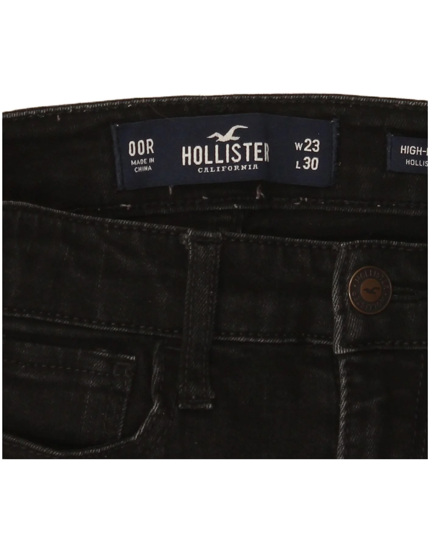Hollister Womens High Rise Skinny Jeans US 00 2XS W23 L30 Black Cotton - Image 4