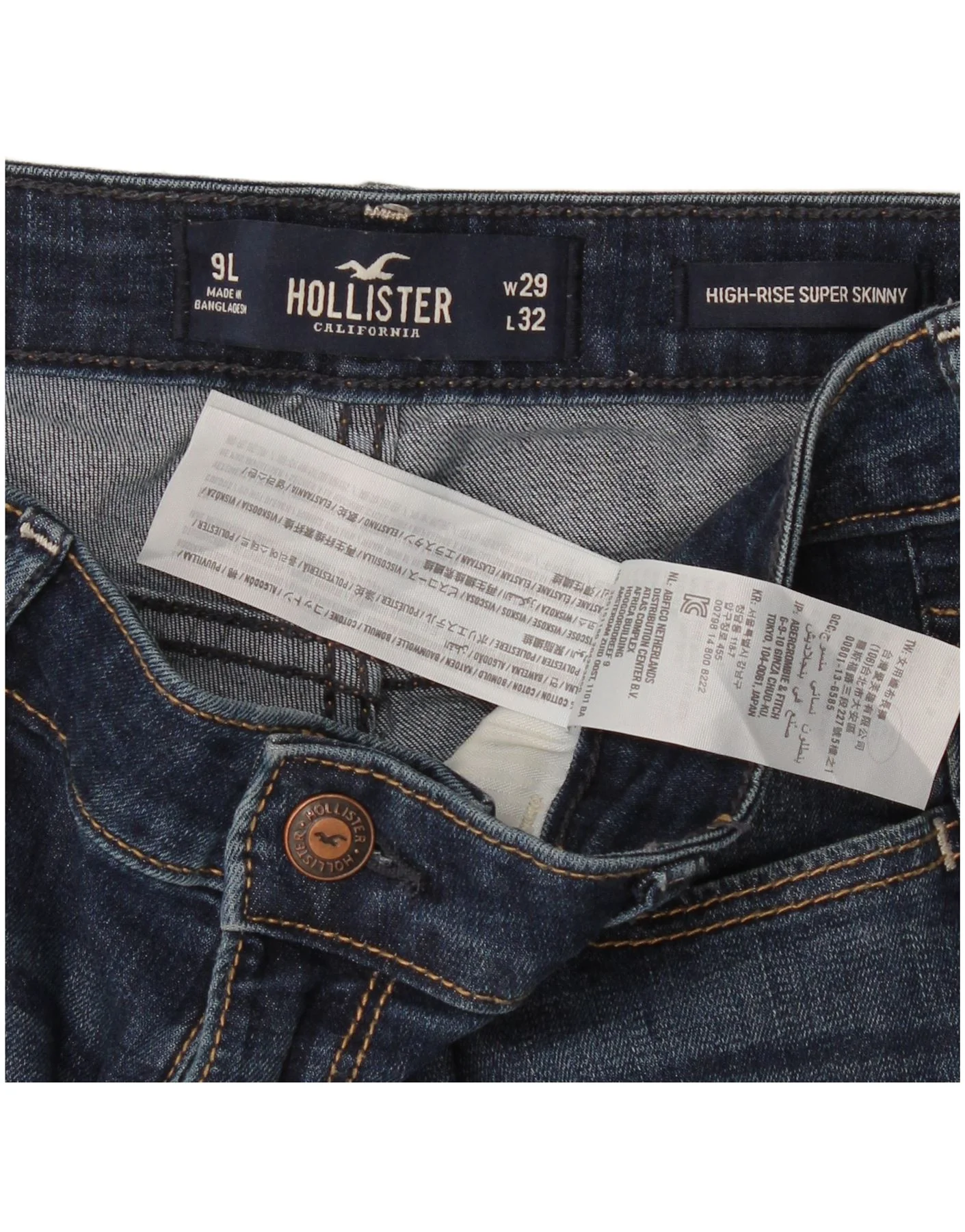 Hollister Womens High Rise Super Skinny Jeans W29 L32 Blue Cotton - Image 3